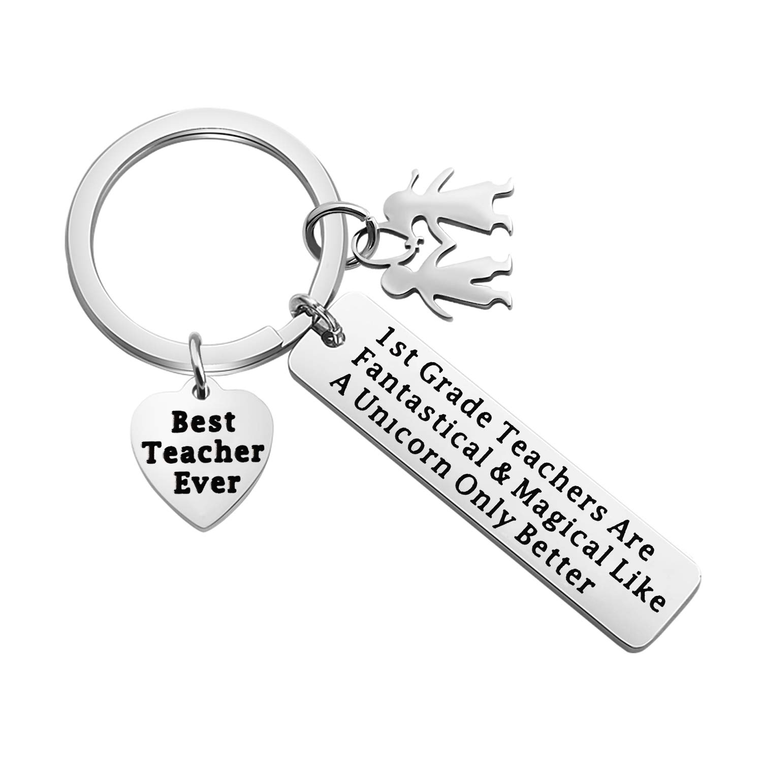 ENSIANTH 1st Grade Teacher Keychain - Best Teacher Ever Gift, Funny Unicorn Keychain for Educators - Perfect for Teacher Appreciation Week, End of Year Gifts & Classroom Rewards