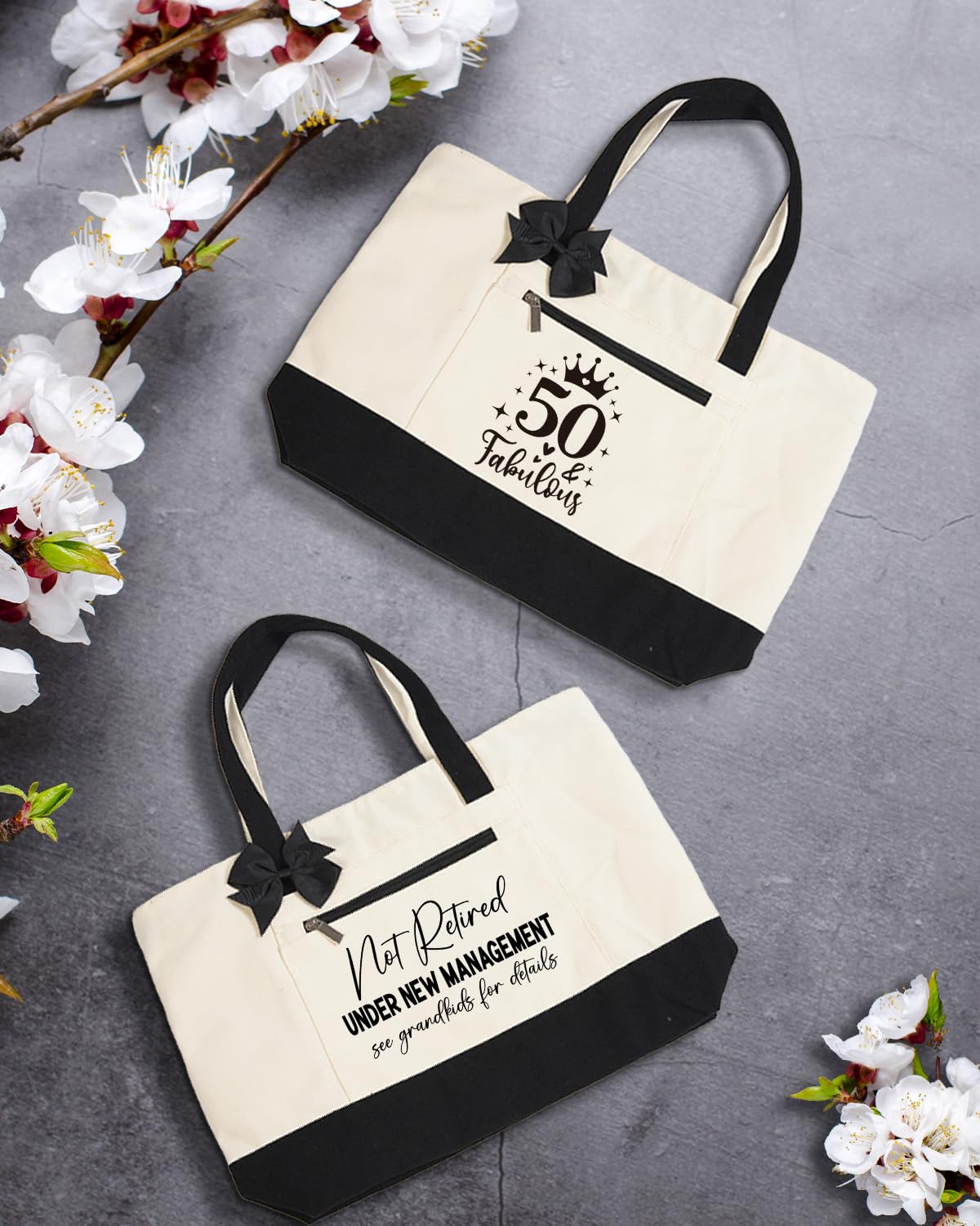 Personalized 50th Birthday Canvas Tote Bag for Women - Unique 50 Year Old Gift Idea for Her, Mom, Sister, Daughter & Friends - Perfect 50th Birthday Party Decorations & Turning 50 Present - Great for Celebrations, Travel & Everyday Use