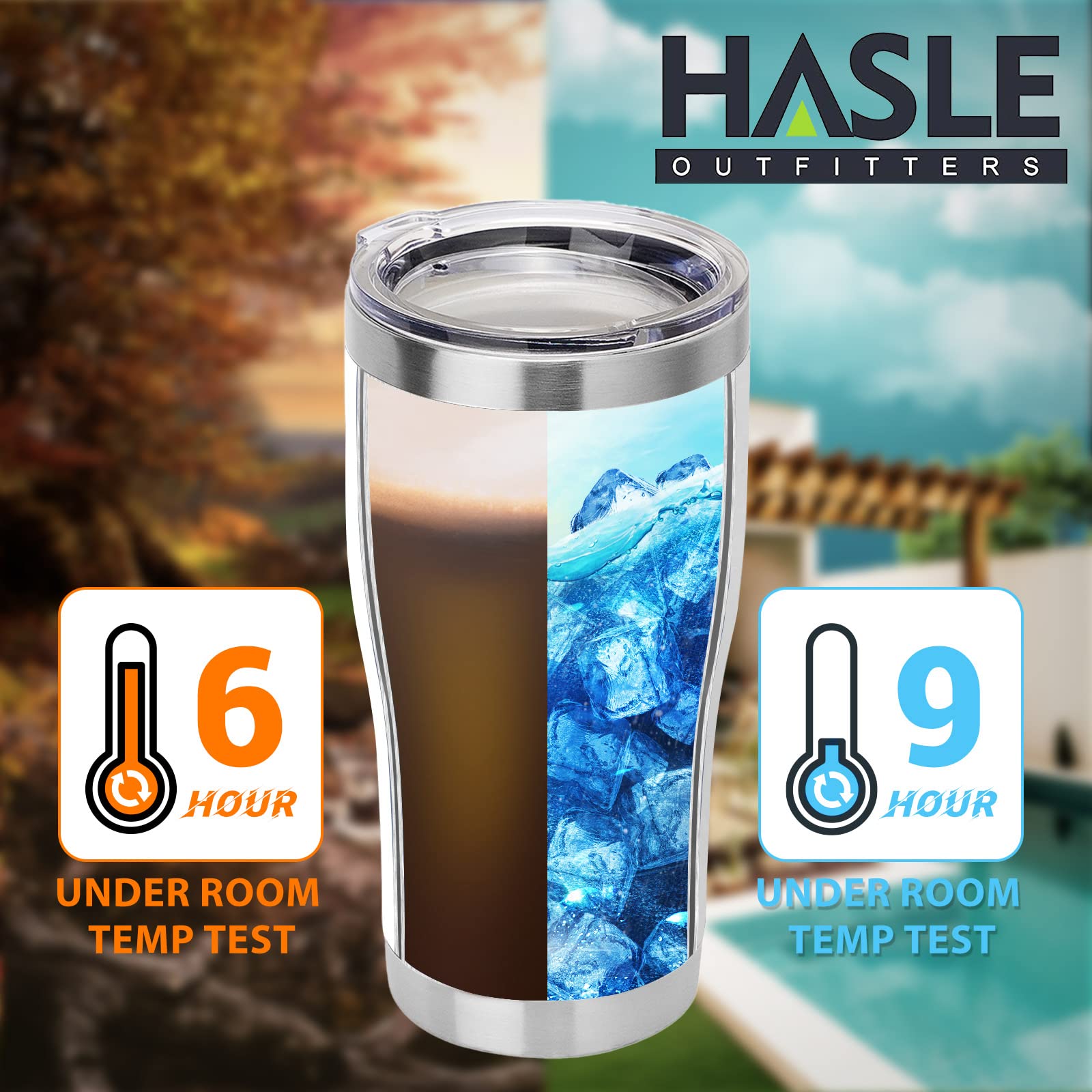 HASLE OUTFITTERS 20 oz Stainless Steel Tumbler with Lid - 6 Pack Vacuum Insulated Double Wall Powder Coated Coffee Cups (White) - Perfect for Office, Travel, Camping & Outdoor Activities