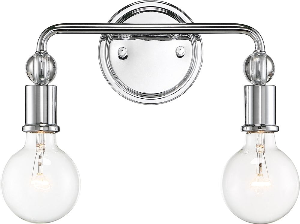 14W Bounce 2 Light Vanity & Wall Polished Nickel Bathroom Sconce - Perfect for Bathroom Vanity, Dressing Room & Bedroom Wall Lighting