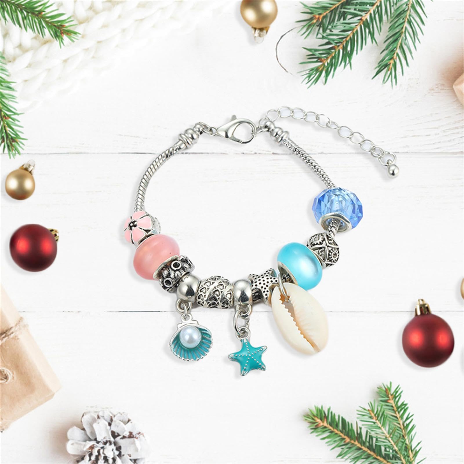 DIY Christmas Countdown Calendar Bracelet - 24 Days Advent Beads with 1 Adjustable Bracelet for Holiday Countdown | Perfect for Kids, Gifts & Christmas Party Decorations