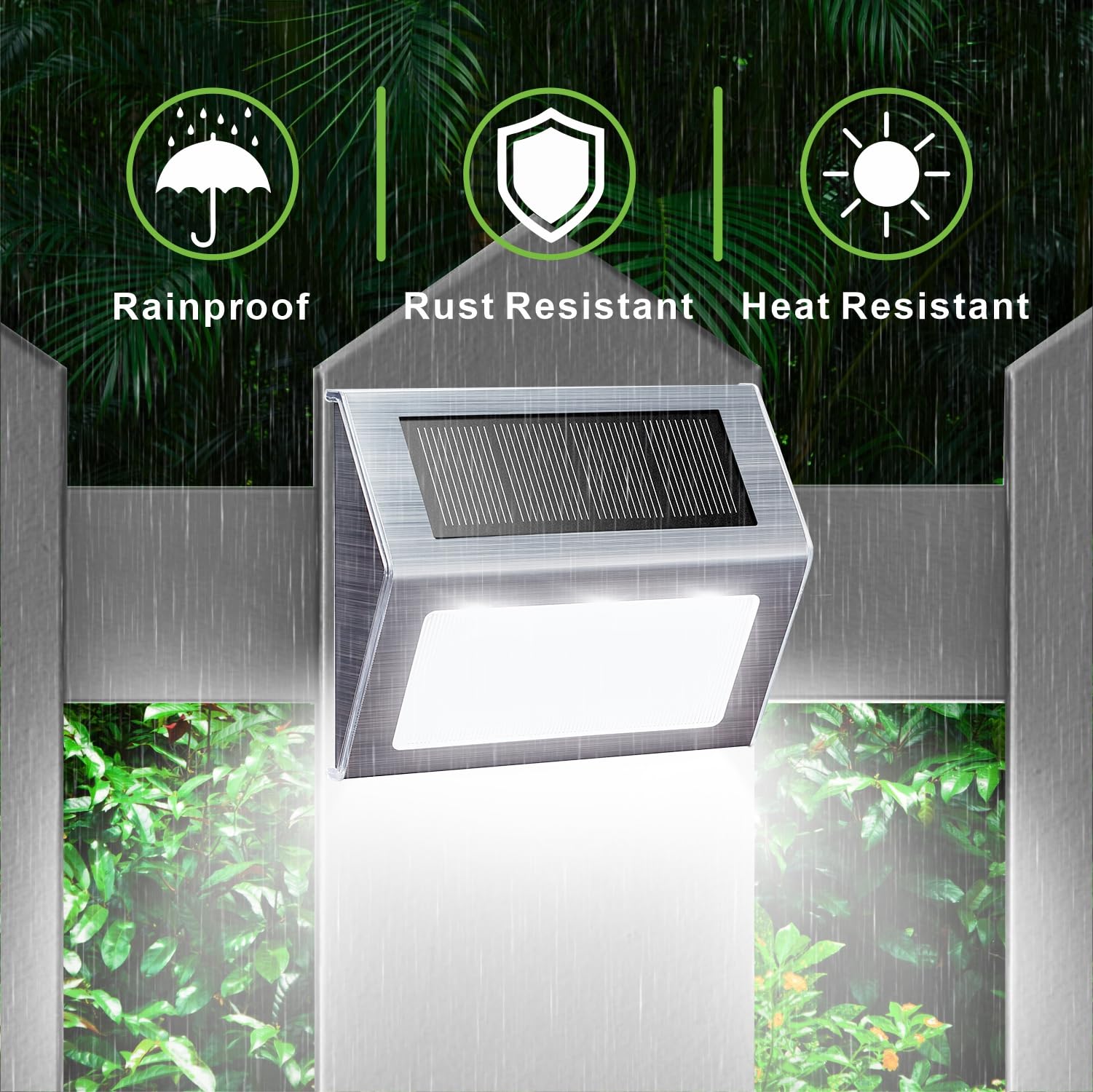 XLUX 12 Pack Solar Powered LED Lights for Deck Steps, Stairs, Fences & Pathways - Waterproof Outdoor Lighting with White Light - Perfect for Garden, Yard, Patio & Walkway Illumination