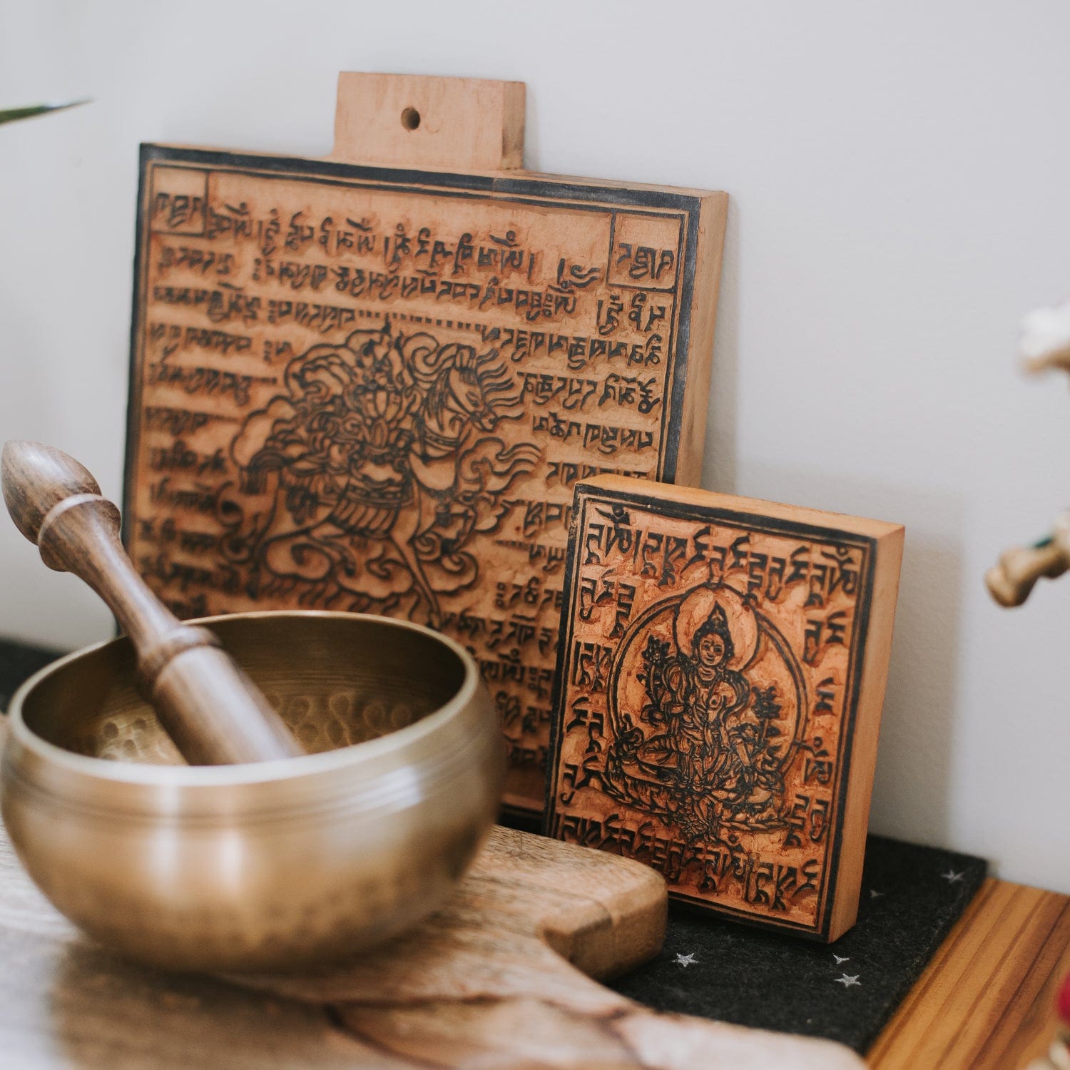 Hand Carved Himalayan Wood Printing Blocks for Fabric & Paper - Eco-Friendly DIY Stamps for Crafts, Scrapbooking & Home Decor