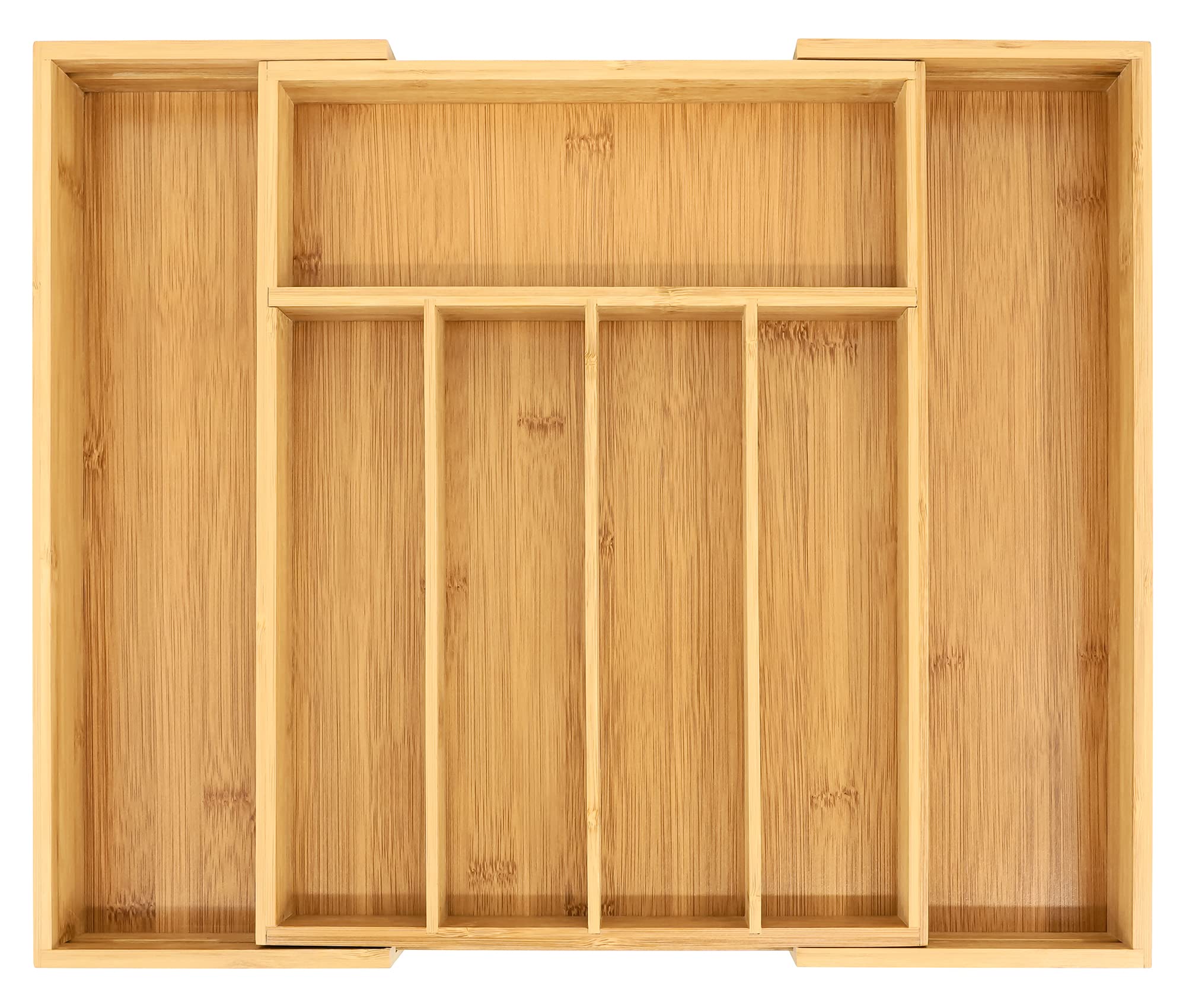 Bamboo Silverware Organizer - Expandable Kitchen Drawer Organizer for Cutlery & Wooden Utensils - Multi-Function Drawer Storage with 5-7 Compartments - Perfect for Kitchen, Dining Room & Office Organization