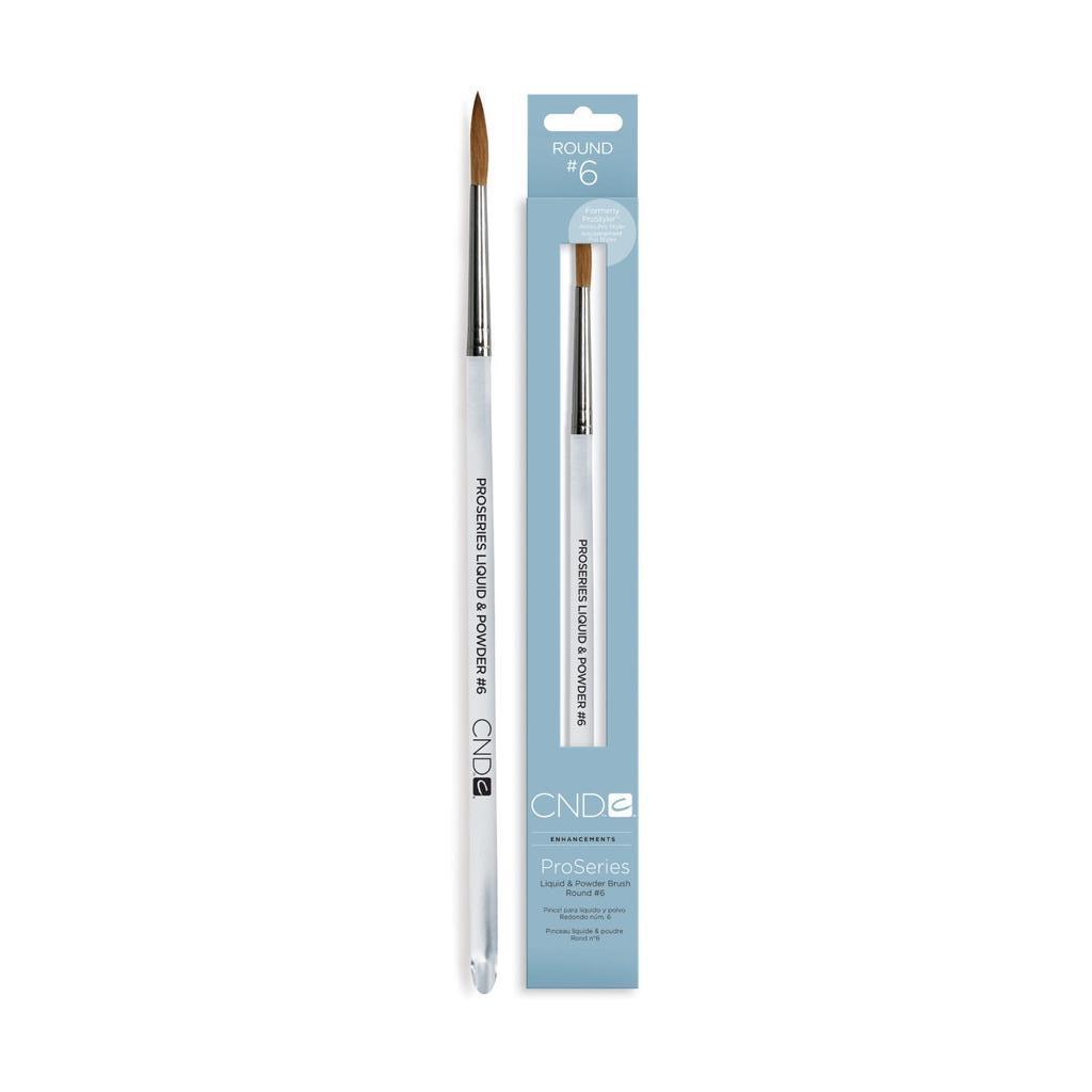 CND Pro Series Liquid & Powder Brush Round #6 - Professional Nail Art Brush for Acrylic & Gel Polish - Perfect for Salon & Home Manicures