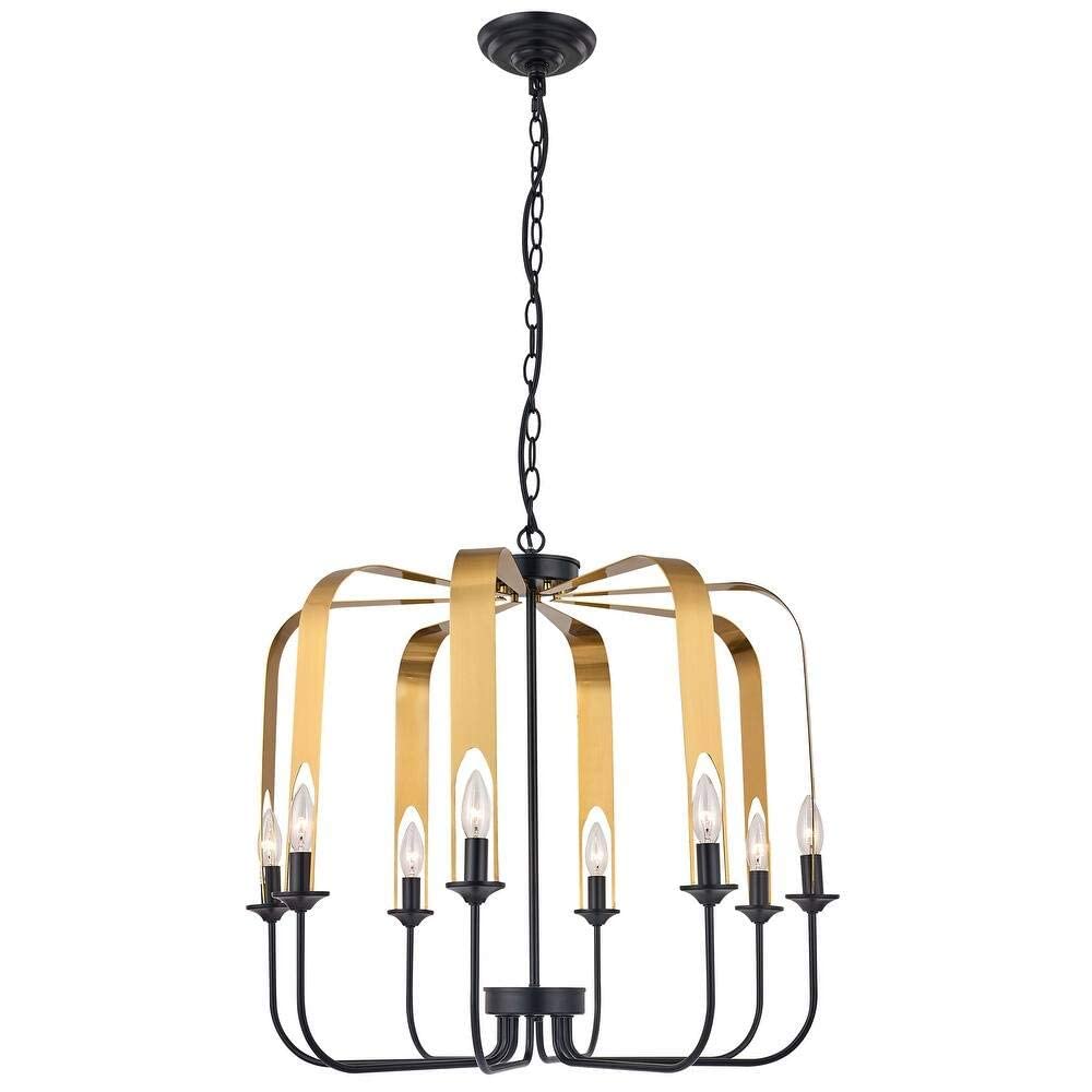 Vanity Art 8-Light Modern Geometric Chandelier - Farmhouse Style Candle Ceiling Light Fixture for Living Room, Kitchen & Dining Room | MLT2208LT-EP-BK | Perfect for Rustic, Industrial & Contemporary Home Decor