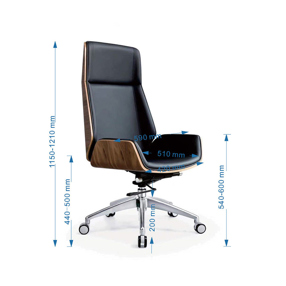 Ergonomic TYLER High Back Office Chair with Walnut & Black Finish - Perfect for Home Office, Gaming, and Workspace Comfort