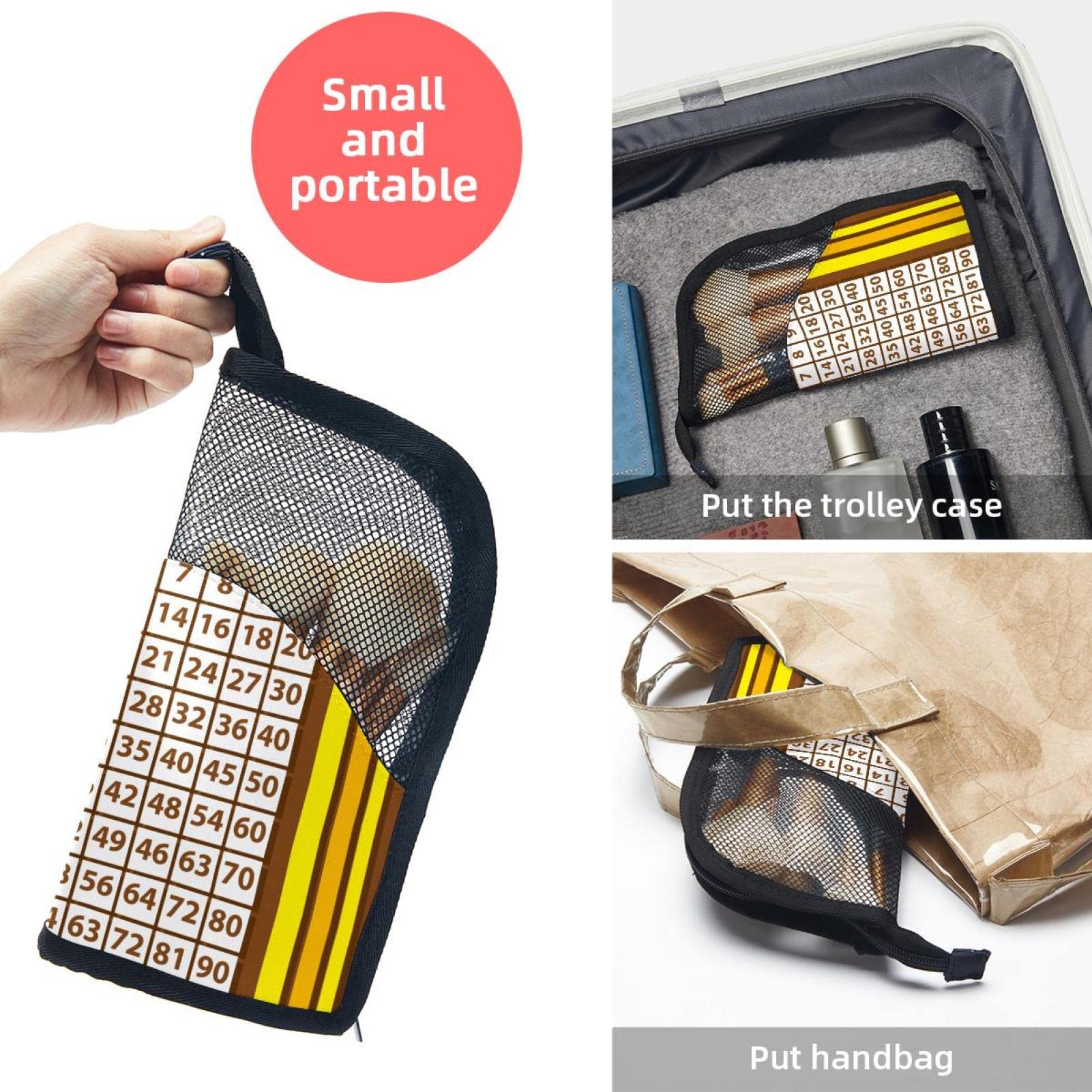 12-Piece Makeup Brush Organizer Bag with Multiplication Graph Design - Portable Travel Cosmetic Brush Holder Case for Professional & Home Use