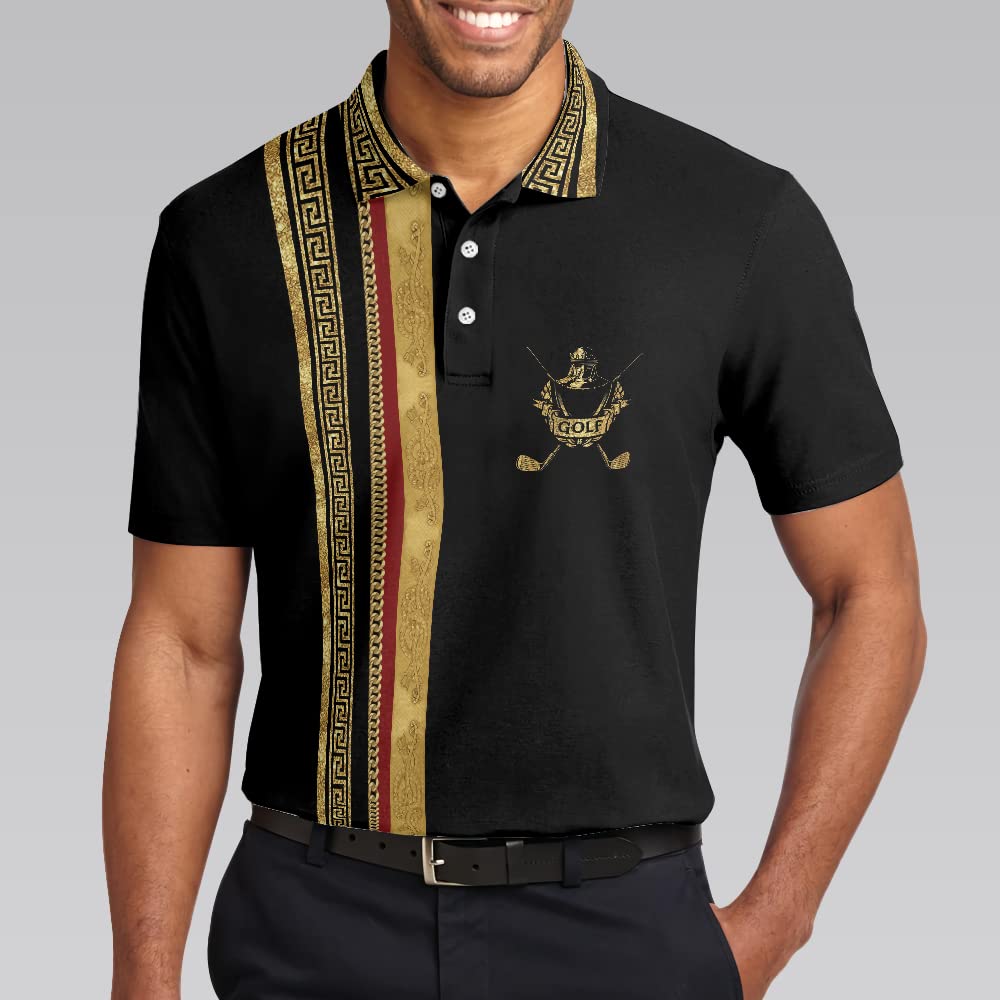 HYPERFAVOR Men's Cool Golf Polo Shirts - Breathable Short Sleeve Sporty Golf Shirt - Luxury Baroque Design for Golf & Casual Wear - Perfect for Golf Courses, Country Clubs & Summer Outings
