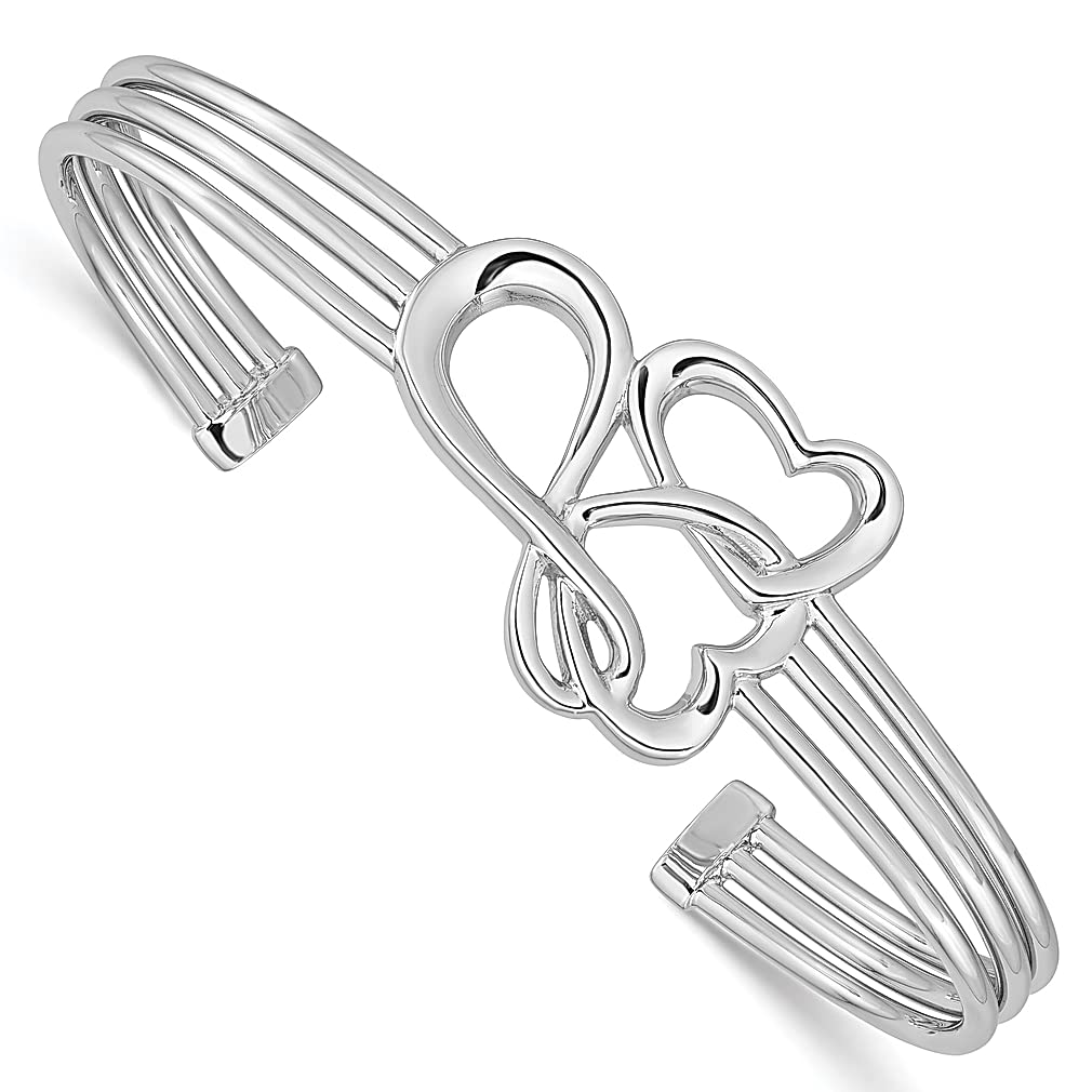 925 Sterling Silver Heart Infinity Cuff Bangle Bracelet for Women - Elegant Love Jewelry Gift for Her - Perfect for Anniversaries, Valentine's Day & Romantic Occasions