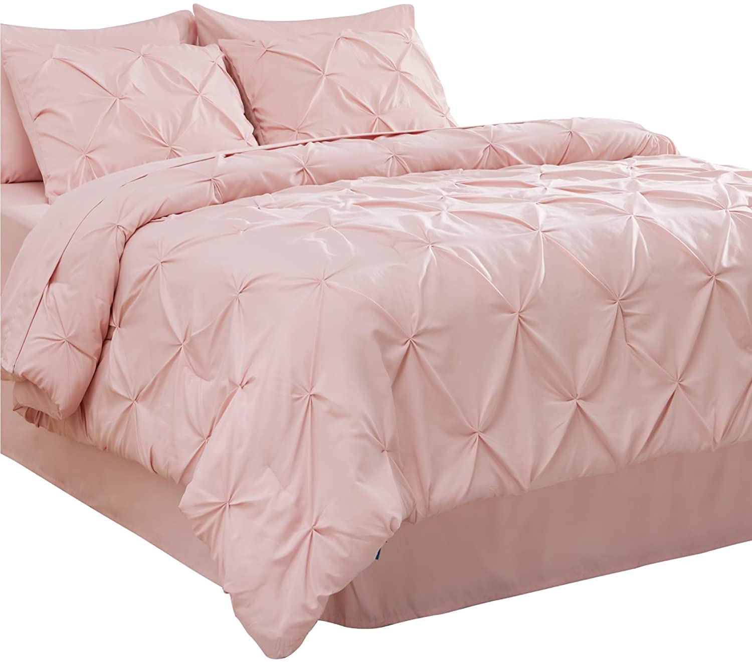 400 GSM All-Season 3-Piece Pinch Pleated Comforter Set - Twin Size | 100% Egyptian Cotton Lightweight Breathable Bedding | Ultra Soft Pink Comforter with 2 Pillow Shams | Perfect for Master Bedroom, Guest Room & Cozy Home Decor