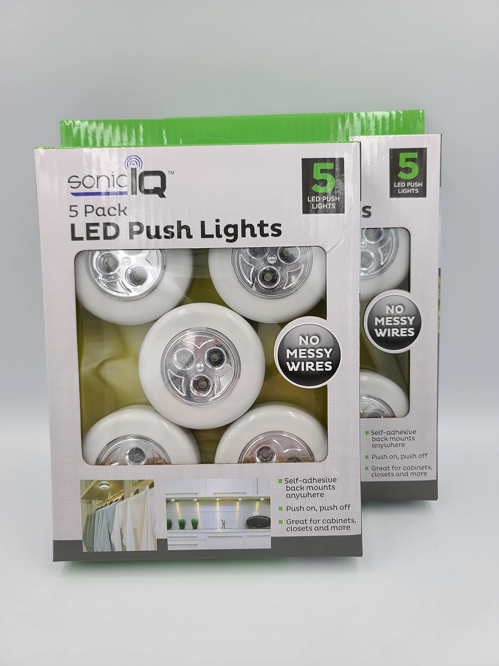 10 Pack Premium LED Push Lights - No Wires, Battery Operated, Perfect for Closets, Cabinets, Wardrobes & Night Lights