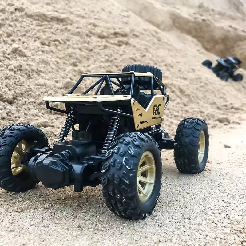 Eli & Chi Remote Control Monster Truck RC Car - 2WD Off Road Rock Crawler with 45° Climbing Angle, Rechargeable Battery & Water Mist Spray | High Speed Racing Toy for Boys & Kids | Outdoor Play, Backyard Adventures, Birthday Gifts (Black)