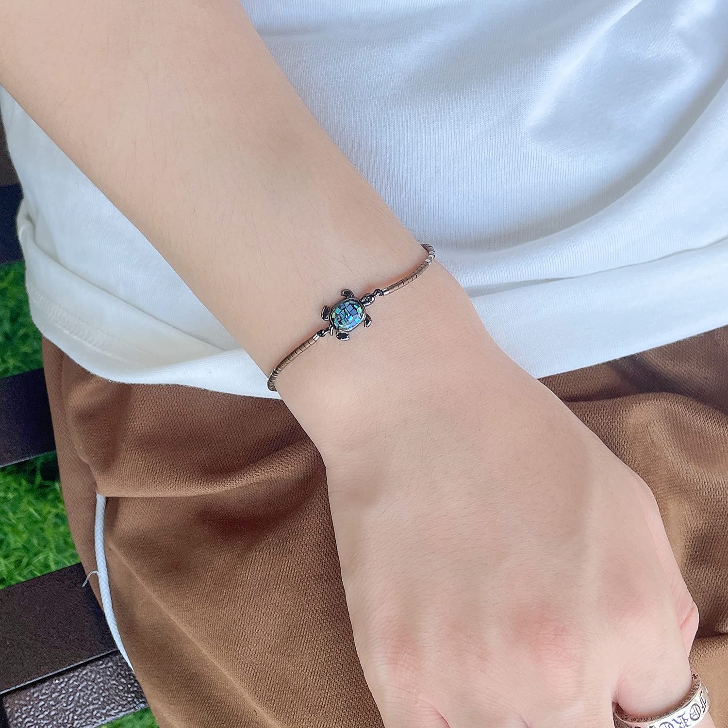 KELITCH Crystal Turtle Charm Bracelet - Miyuki Beaded Thin Strand Friendship Bracelet for Women - Adjustable Multi Color Handmade Jewelry - Perfect for Gifts, Boho Style & Everyday Wear