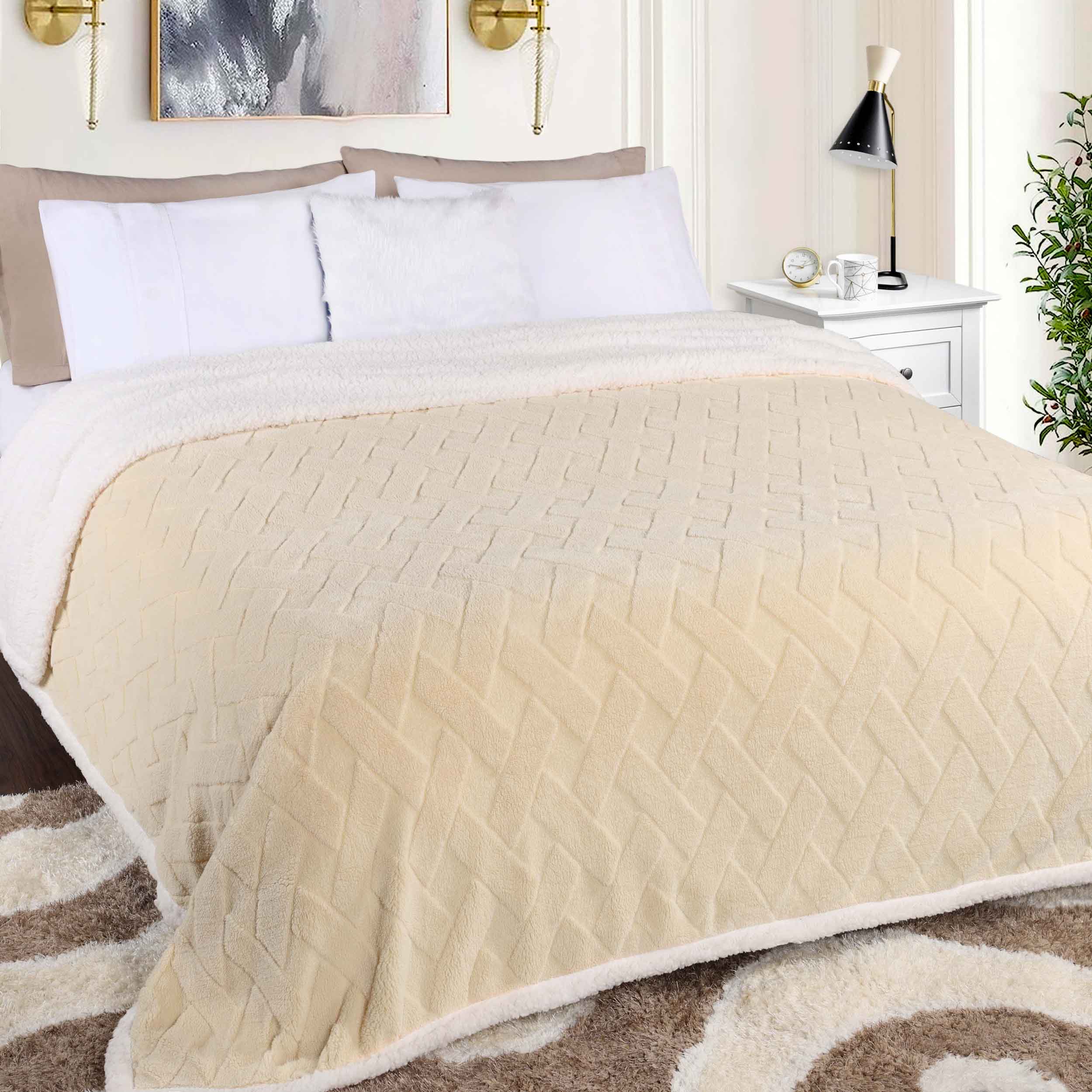 Nuuk Reversible Jacquard Lattice Plush Sherpa Fleece Blanket - Ultra Soft & Warm Winter Throw for Couch, Bed & Travel - Cozy Home Decor Gift for Christmas & Cold Weather