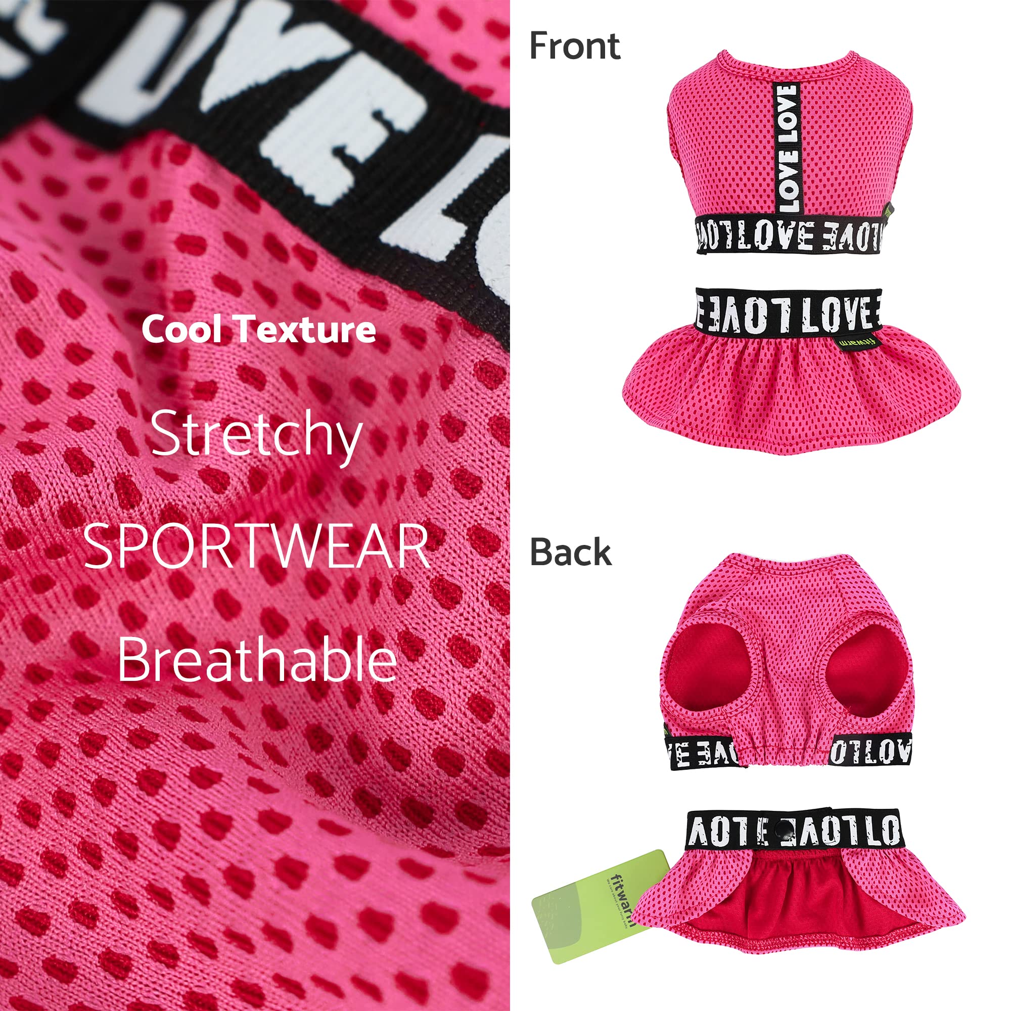 Fitwarm 2-Piece Dog Dress for Small Dogs & Cats - Lightweight Pet Apparel in Rose Pink for Daily Walks & Playtime