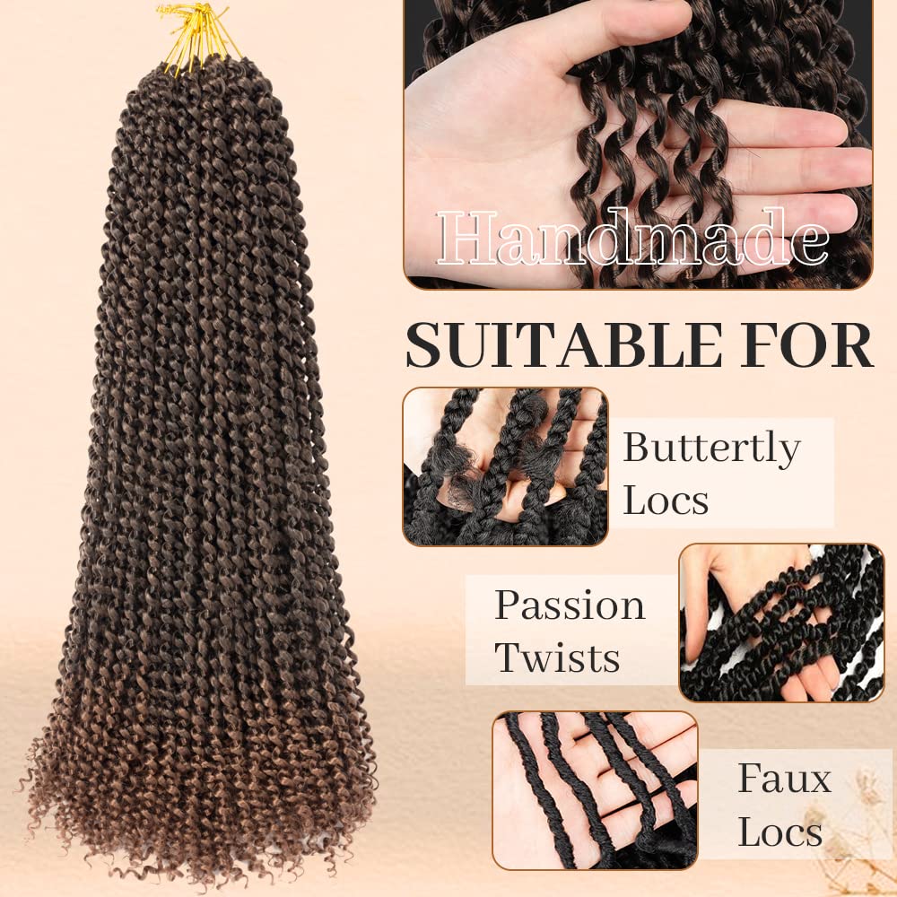 8 Packs 22 Inch Passion Twist Crochet Hair Extensions - Water Wave Braiding Hair for Black Women (1B/30) | Natural Look for Protective Styles, Parties & Everyday Wear