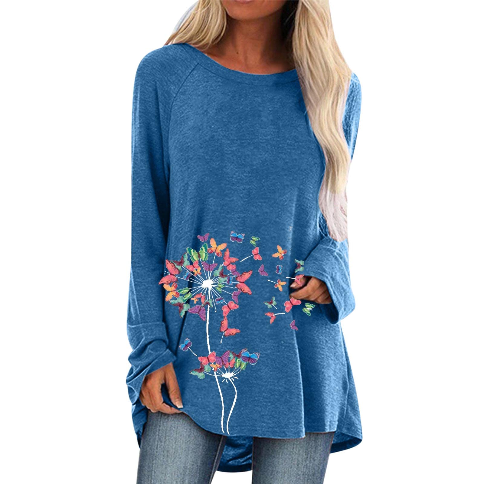 Women's Loose Fit Tunic Tops with 3/4 Bell Sleeves - Casual Crewneck Blouse Shirt for Everyday Wear | Perfect for Office, Weekend Outings & Relaxing at Home