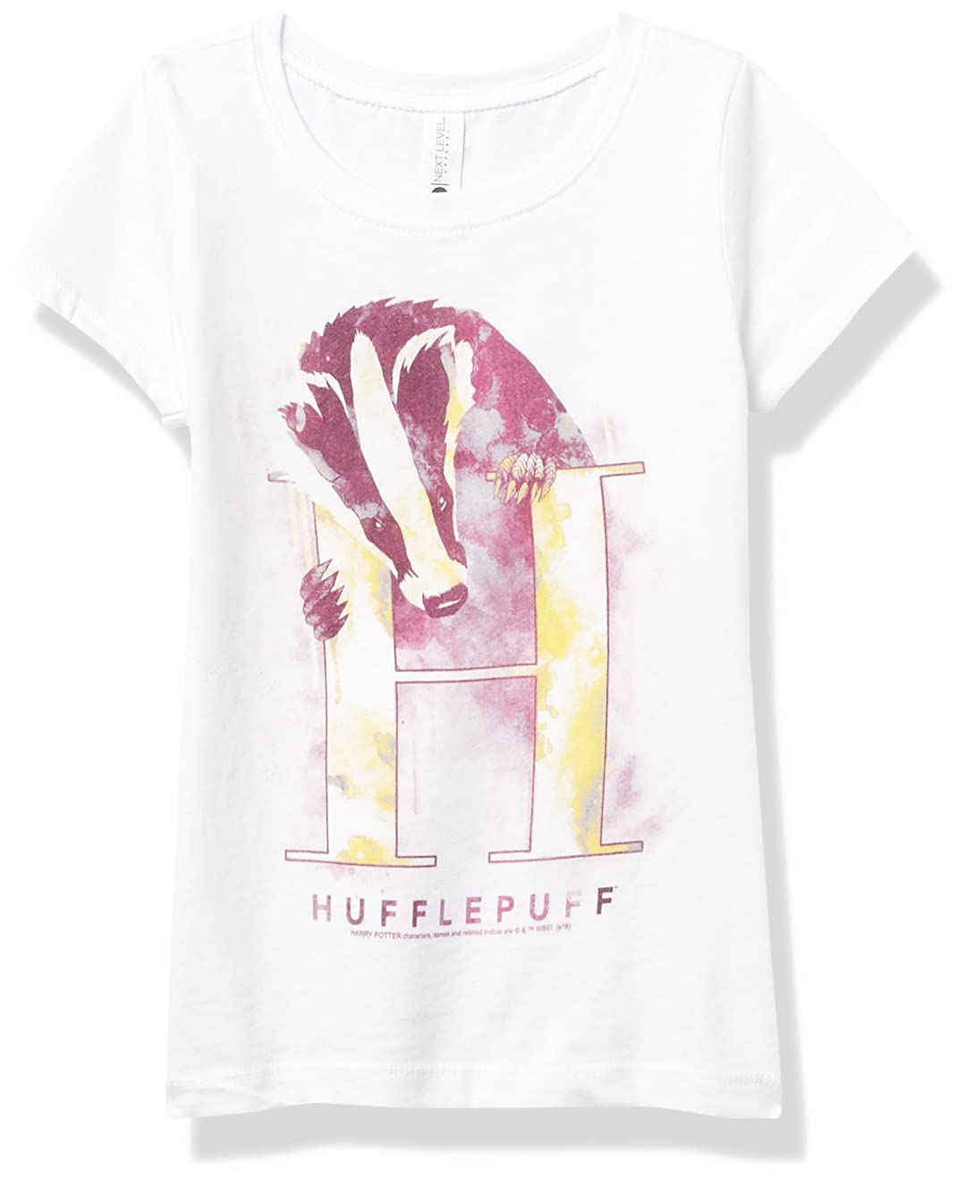 Harry Potter Hufflepuff Mystic Wash Girls Solid Crew Neck T-Shirt - Cute Casual Outfit for School, Halloween & Potterhead Fans