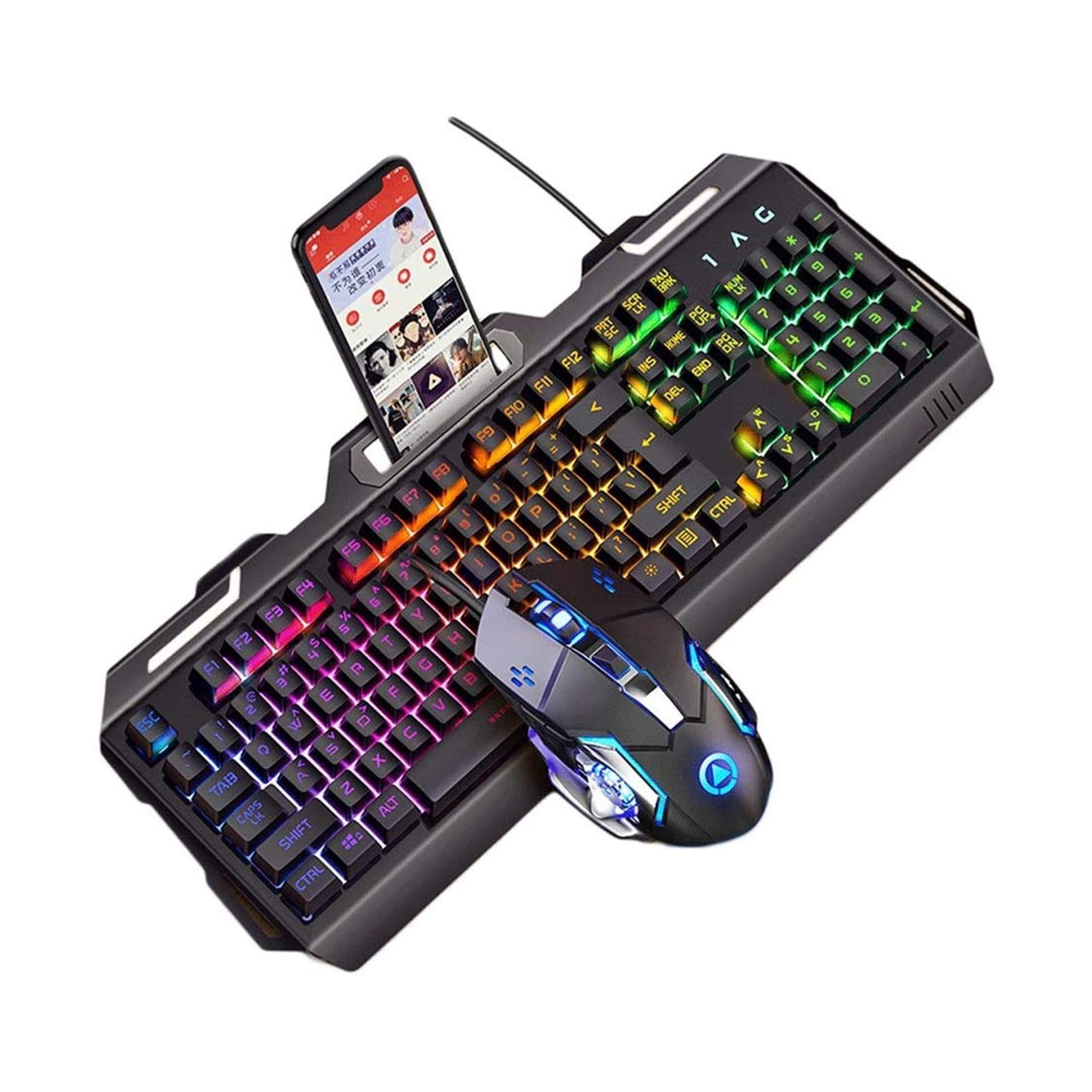 Zinhsq RGB Gaming Keyboard and Mouse Combo - 7-Color Backlit Mechanical Feel Keyboard with Ergonomic LED Gaming Mouse for PC, Laptop - Perfect for FPS, MOBA Games and Office Work