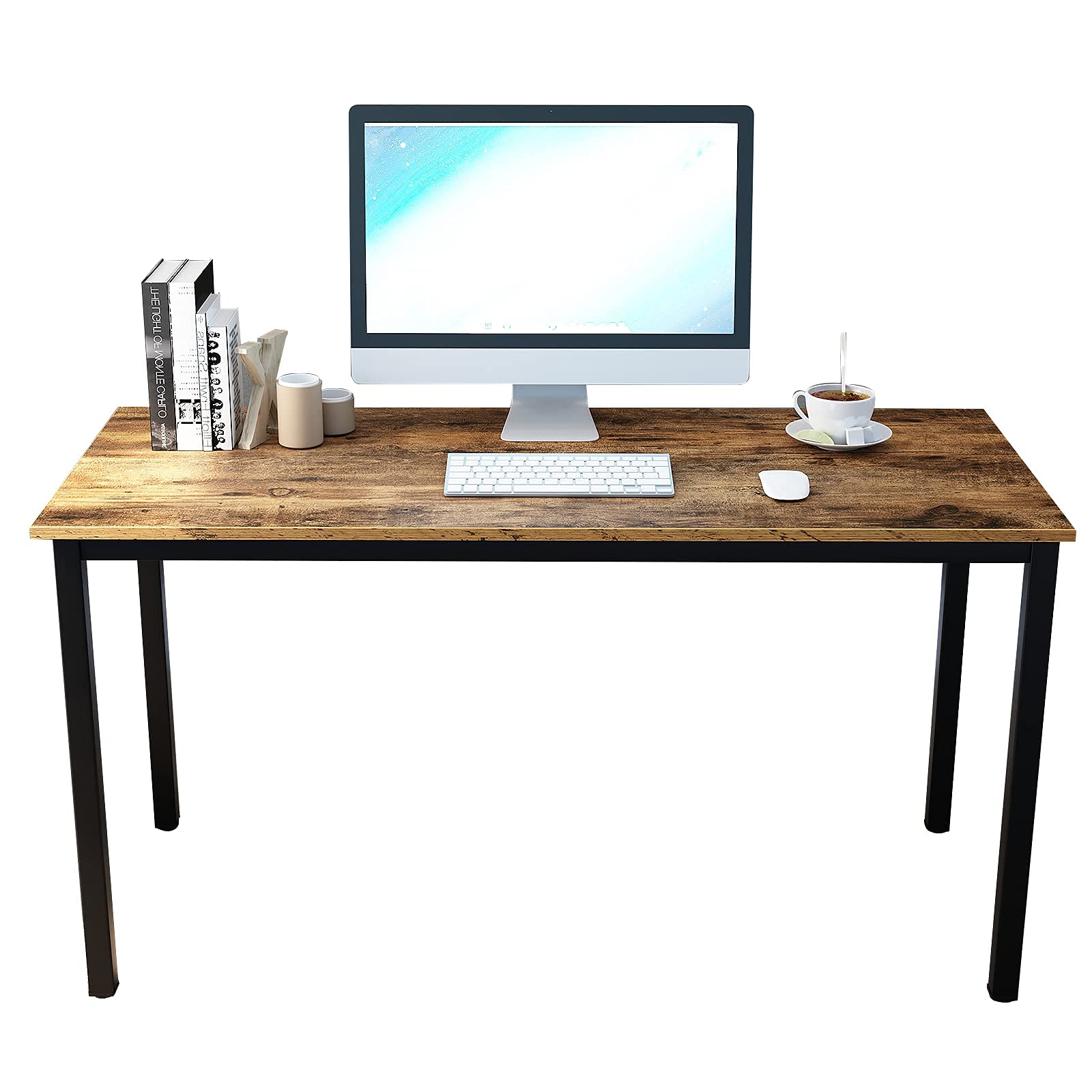DlandHome 47 inch Rustic Brown Computer Desk - Home Office Desk, Study Desk, Gaming Desk with Sturdy Workstation for Small Spaces | Perfect for Remote Work, Online Classes & PC Gaming Setup