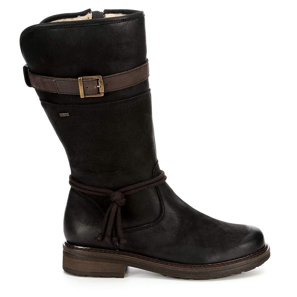 Highland Creek Women's Water Repellent Mid Calf Leather Boots - Black, Size 7 US | Comfortable & Stylish for Outdoor Hiking, Rainy Days & Winter Fashion