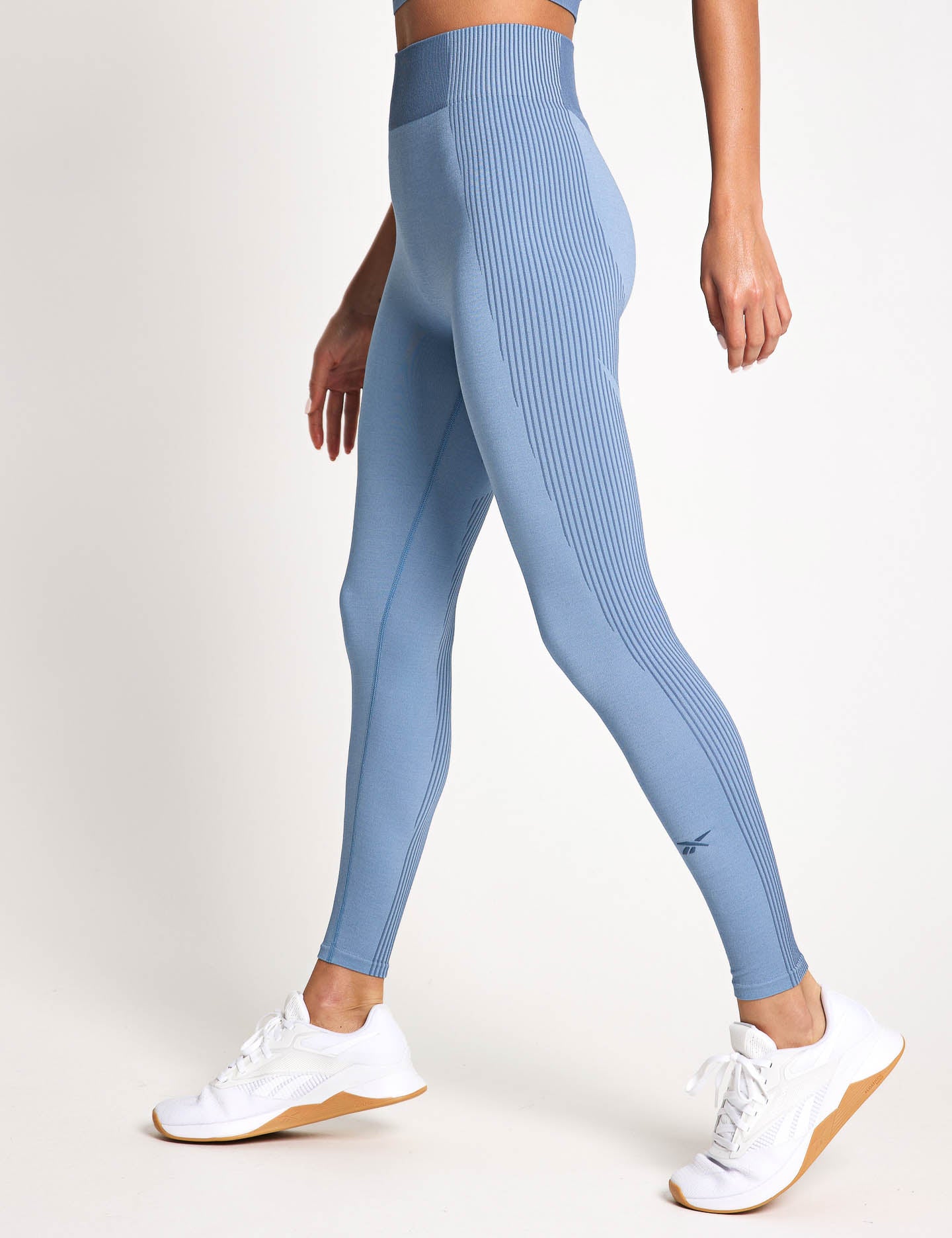 RBK Lab High Waist Seamless 7/8 Yoga Leggings for Women - Moisture Wicking Workout Pants in Upgrade Blue - Perfect for Gym, Running & Lounge Wear