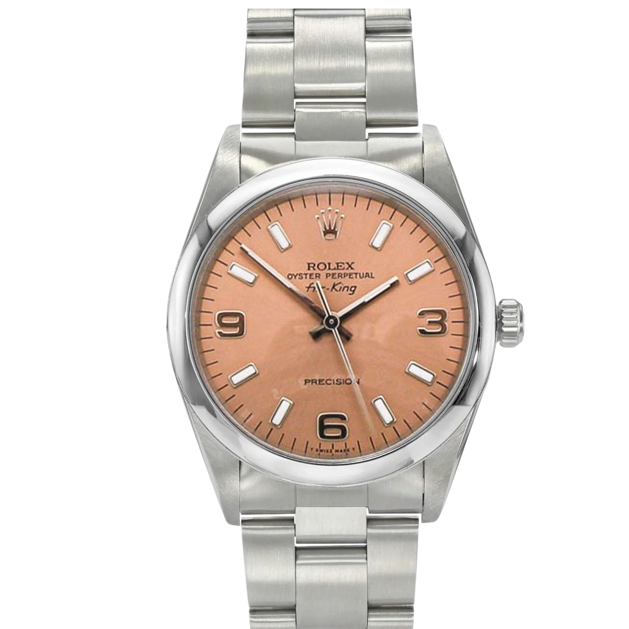 Authentic Rolex Air King 14000 Salmon Dial Men's Watch - Luxury Stainless Steel Timepiece for Business, Gifts & Special Occasions