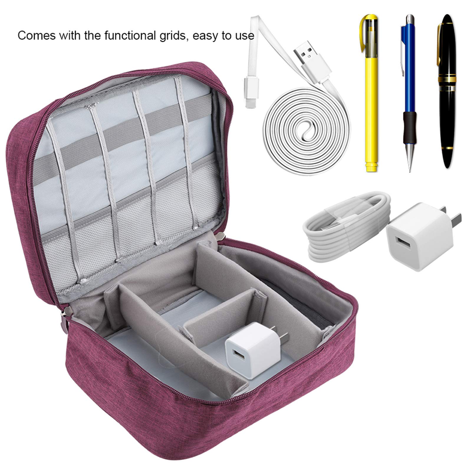 Universal Digital Storage Bag for Portable Charger & Electronic Accessories - Travel Organizer Pouch (Purple) | Perfect for Travel, Office & Home Organization