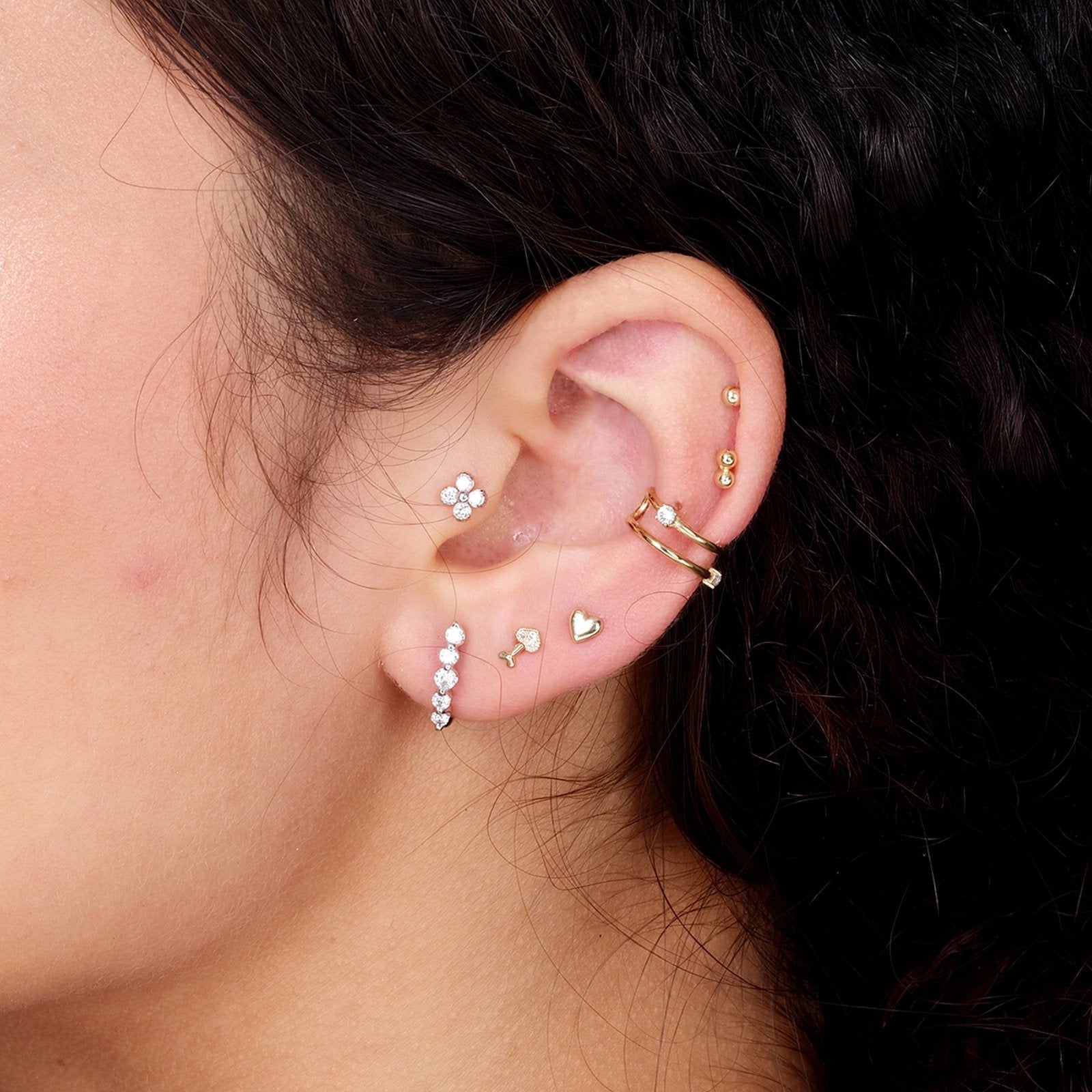 14K Rose Gold Diamond Stud Earrings for Women - Cupid's Arrow Flat Back Studs | Perfect for Valentine's Day, Anniversary & Everyday Wear