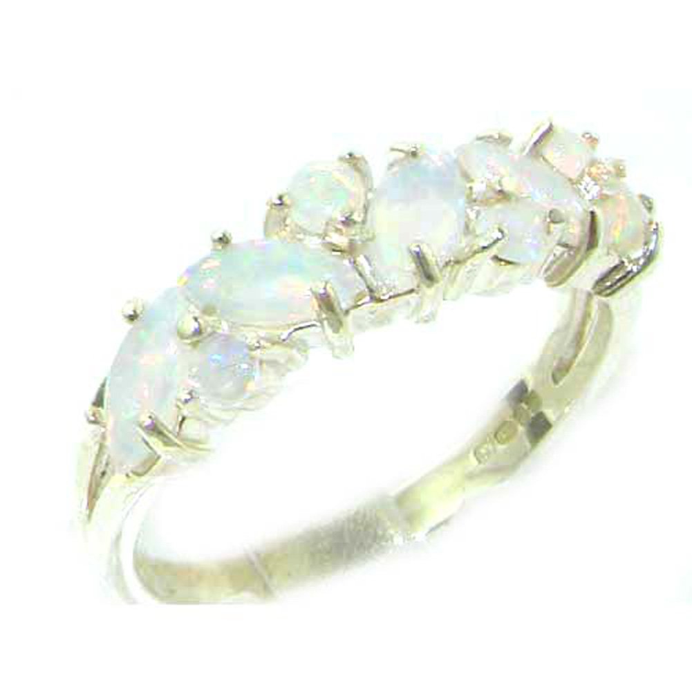 925 Sterling Silver Genuine Opal Women's Eternity Ring - Perfect for Weddings, Anniversaries & Special Occasions