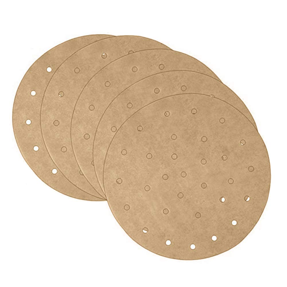 100Pcs 6.5-10 Inch Perforated Parchment Bamboo Steamer Paper Liners - Round & Square Disposable Fryer Liners for Cooking, Steaming, Air Fryer & Dim Sum - Non-Stick Baking Mat for Asian Cuisine, Dumplings & Pastries