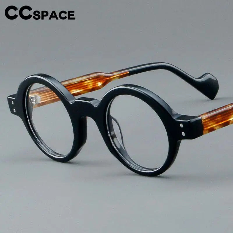 CCspace Unisex Full Rim Round Acetate Eyeglasses 57257 - Stylish Lightweight Frame for Men & Women - Perfect for Reading, Work, and Everyday Fashion