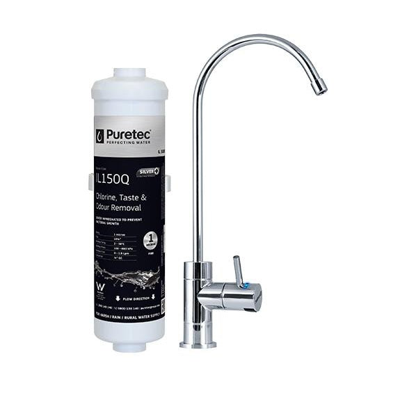 Puretec X4 Inline Undersink Water Filtration System with High Loop LED Faucet - 1.9 LPM Flow Rate | Under Sink Water Filter for Clean Drinking Water | Perfect for Kitchen, RV & Office Use