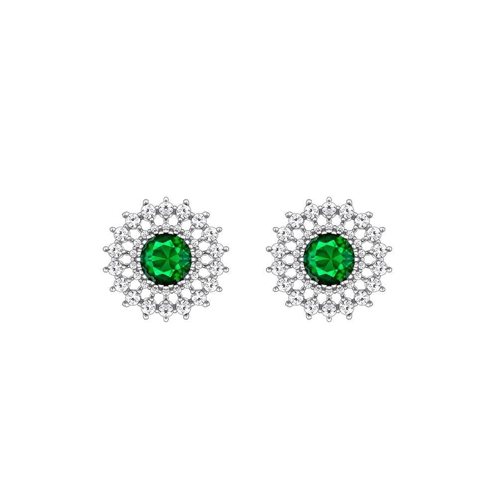 GIVA 925 Sterling Silver Zircon Emerald Stud Earrings for Women | Authentic Certified 925 Silver Jewelry | Perfect Gift for Girlfriend, Wife, Daughter | 6-Month Warranty | Ideal for Parties, Weddings, and Everyday Wear