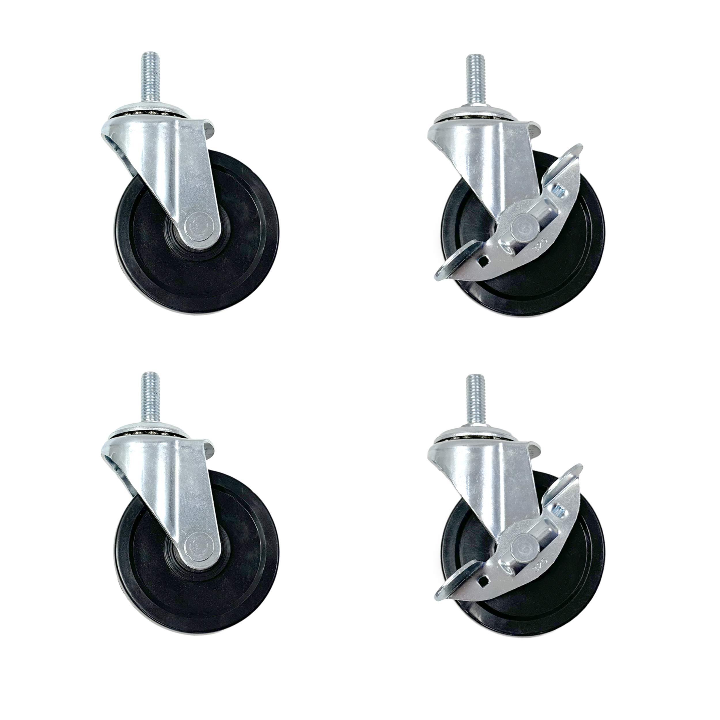 Industrial Strength MeshWorks Locking Caster Wheels - Set of 4 Heavy Duty Swivel Wheels for Metal Shelving Units | Compatible with MeshWorks 5-Tier Shelf, Narrow Unit, Entryway Bench & Utility Cart | Perfect for Garage Storage, Workshop Organization & Home Office Furniture