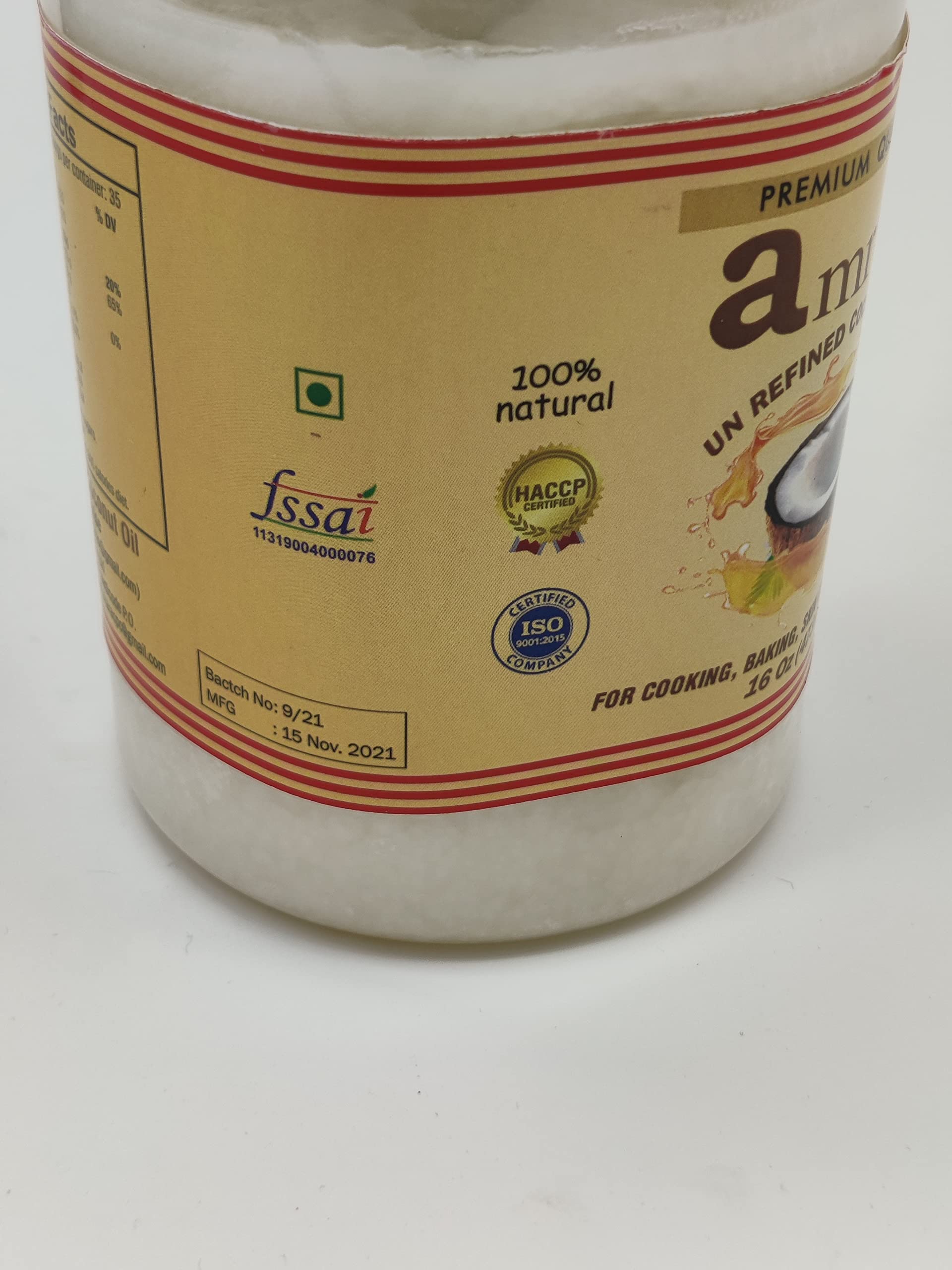 Organic Unrefined Coconut Oil 16oz - Cooking, Baking, Skin & Hair Care - Vegan