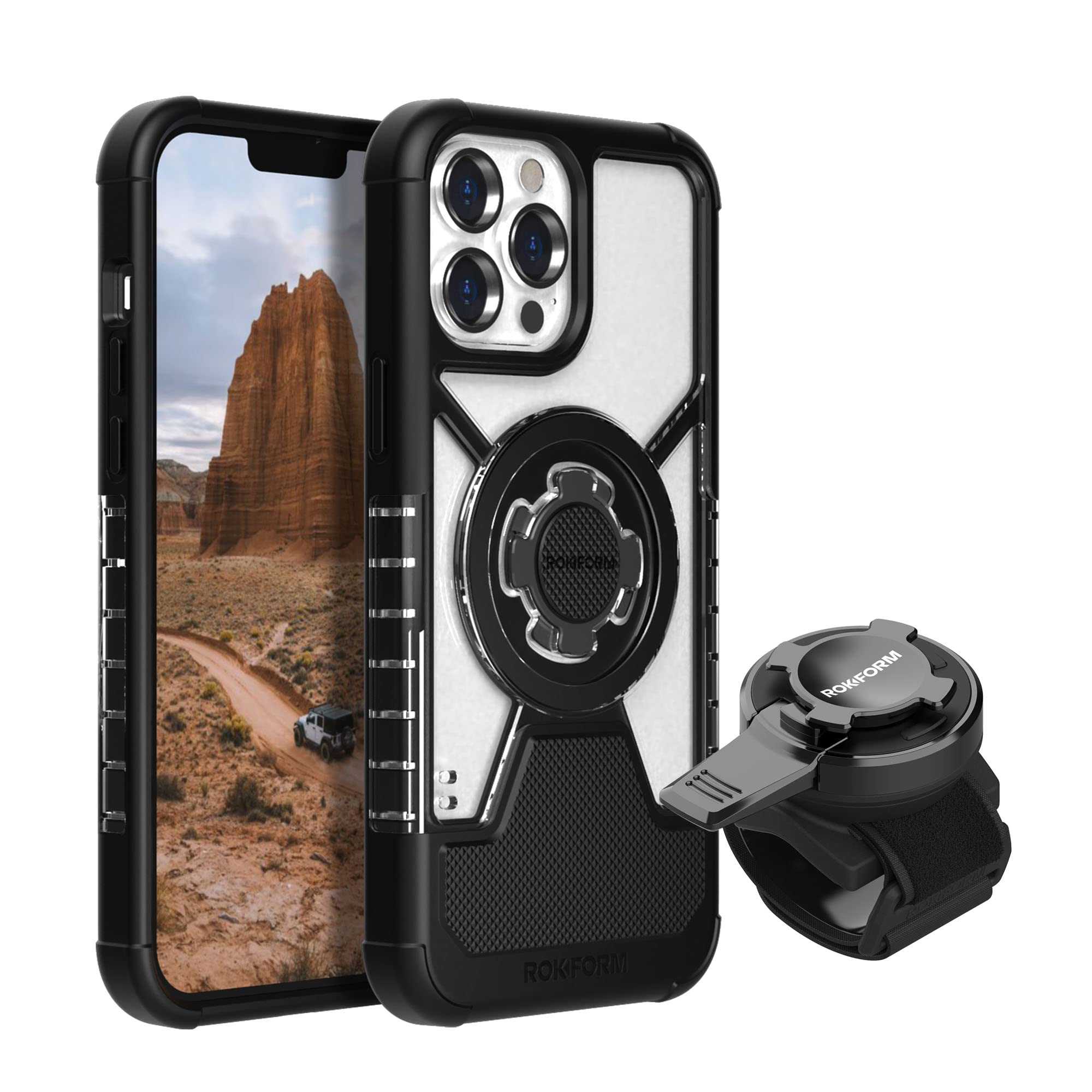 Rokform Crystal Clear Case for iPhone 13 Pro Max with Universal Bike Phone Mount - Shockproof Protective Cover for Cycling, Motorcycle & Outdoor Activities