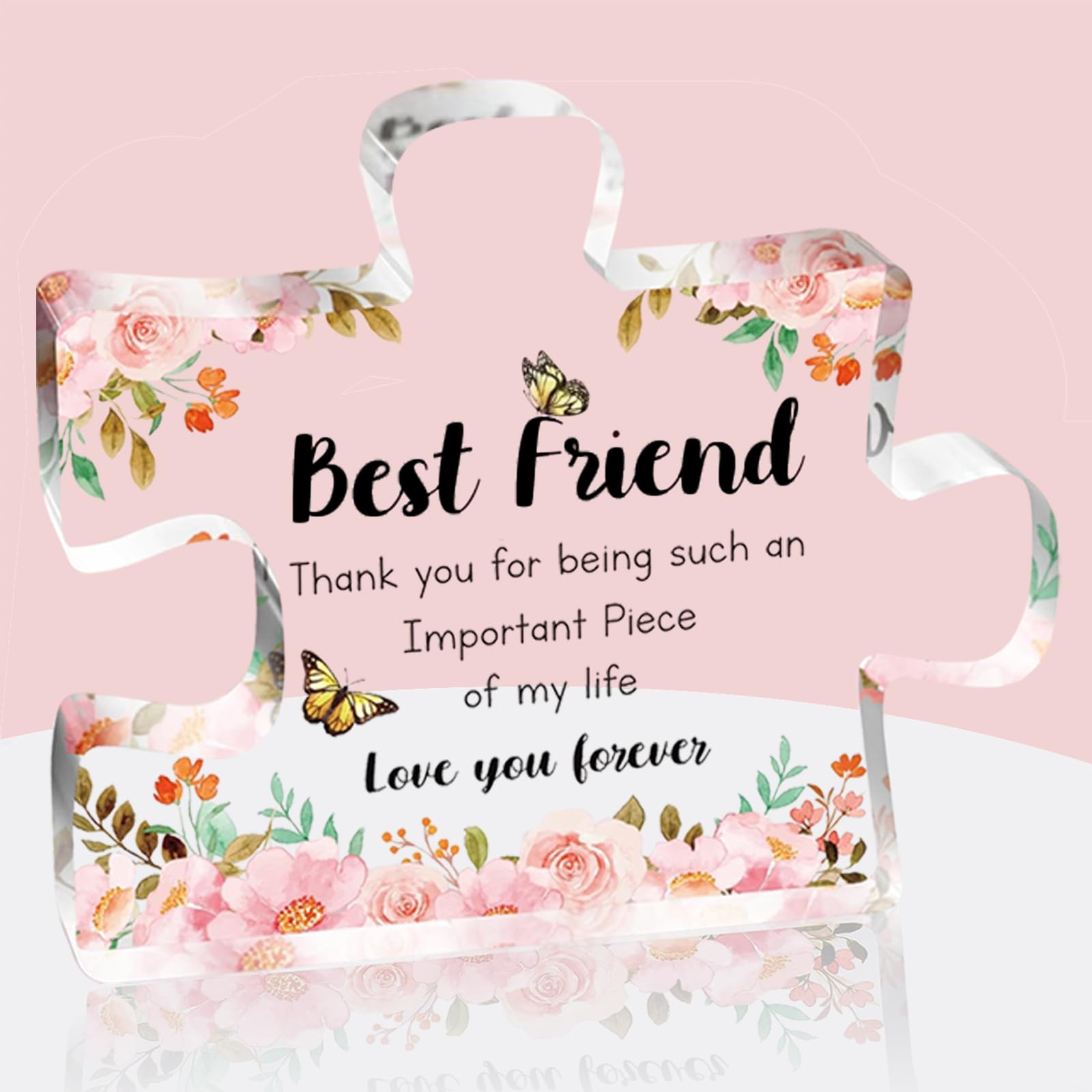 Unique Acrylic Puzzle Piece Friendship Gifts for Women - Thoughtful Bestie, BFF, Classmate Presents for Birthday, Anniversary, Graduation, Going Away - Perfect for Home Decor, Office Desk, or Keepsake Display