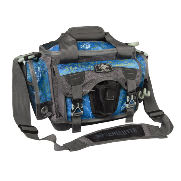 Calcutta Squall Tackle Bag with 4 Removable Trays - Mossy Oak Shoreline Camo Fishing Gear Organizer - Perfect for Bass Fishing, Kayak Trips & Shoreline Angling