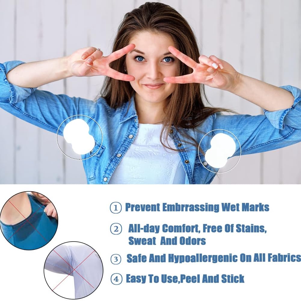 50-Pack Disposable Underarm Sweat Pads for Men & Women - Breathable, Absorbent & Odor Control - Perfect for Summer, Workouts & Everyday Comfort