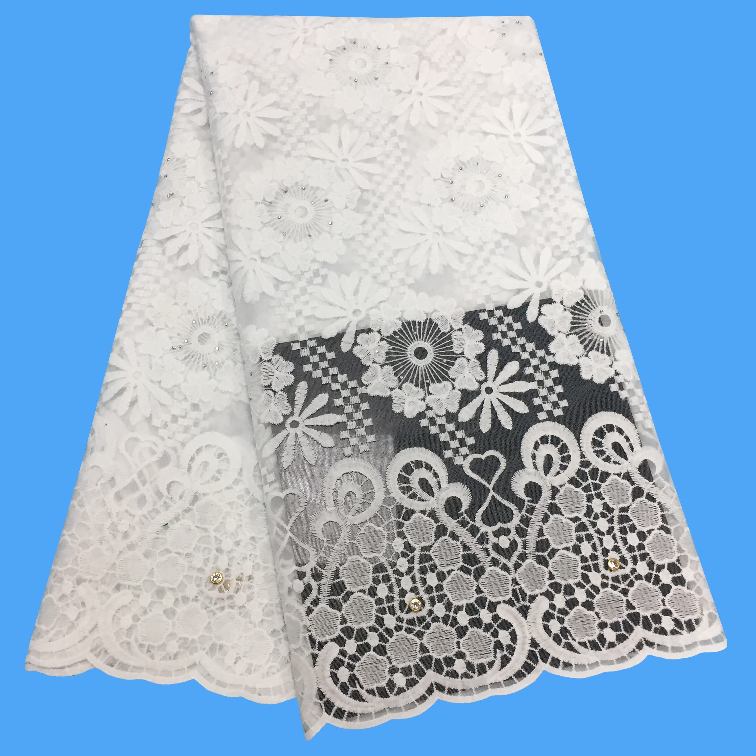 Premium Nigerian Milk Silk Lace Fabric - Soft Tulle with African Embroidery for Wedding Dresses & Christmas Party Gowns - Authentic African Bridal Lace by the Yard - Perfect for Special Occasions, Evening Wear and Cultural Celebrations