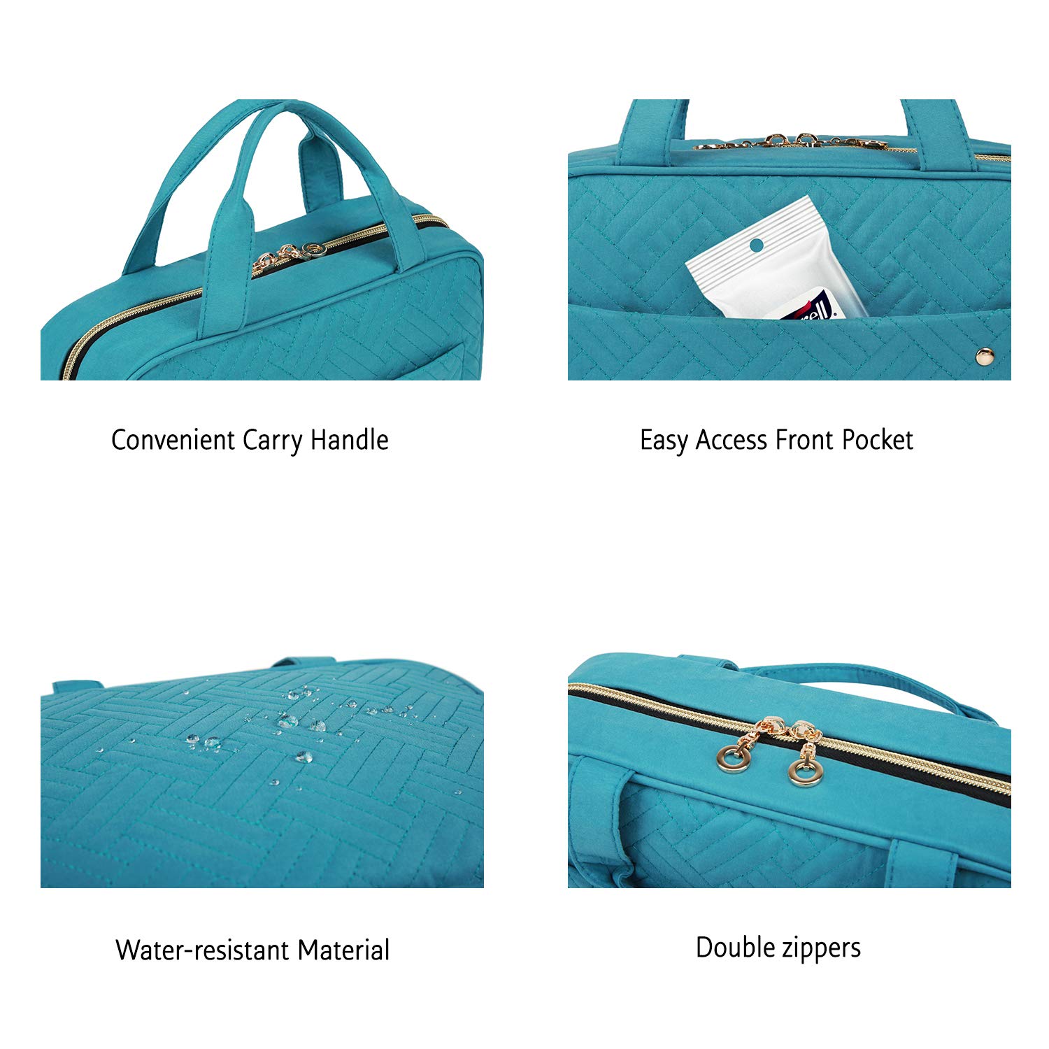 BAGSMART Hanging Toiletry Bag - Waterproof Travel Cosmetic Organizer for Makeup, Shampoo & Toiletries | Perfect for Vacation, Business Trips & Gym (Teal)