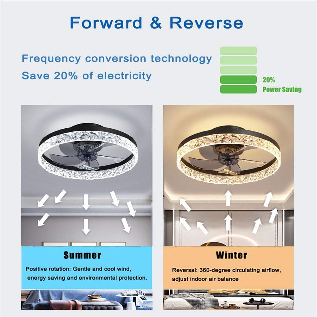 K9 Crystal Ceiling Fan with Remote Control - Dimmable Ultra-Thin 16.5