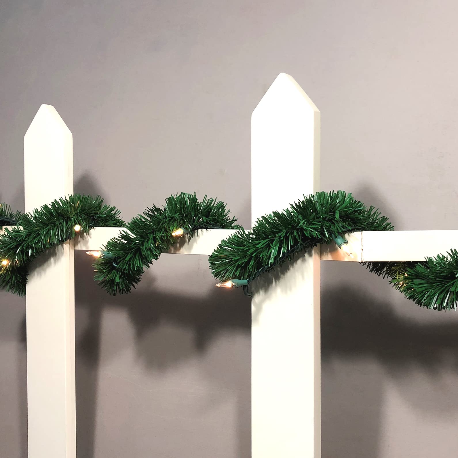 Brite Star 12-Foot Pre-Lit Christmas Garland with Clear LED Lights - Artificial Pine Garland for Indoor/Outdoor Holiday Decor, Fireplace Mantle, Christmas Tree & Kitchen Lighting | Perfect for Home, Office & Party Decorations