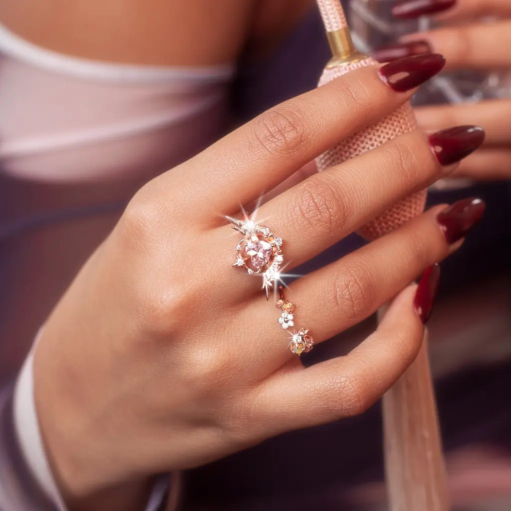 Camilla Ring - Sunset Pink Petite Stackable Ring for Women, Dainty Minimalist Jewelry for Everyday Wear, Perfect Gift for Her - Wedding, Anniversary, Date Night