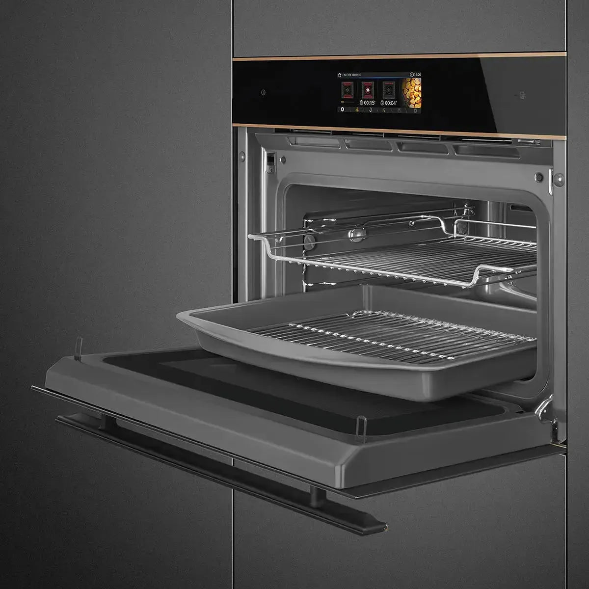 Smeg SOA4606WAPNR 45cm Combination Oven - Black | Built-in Microwave & Convection Oven | Perfect for Modern Kitchens, Small Spaces & Gourmet Cooking