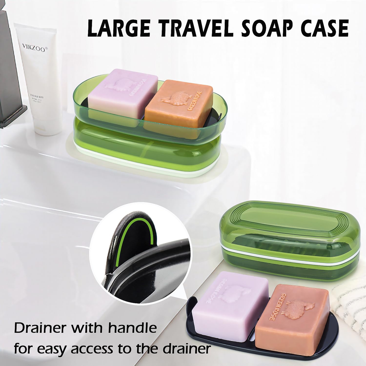 Eco-Friendly Shampoo Bar Holder & Travel Soap Case - Durable Soap Dish for Shampoo & Conditioner Bars - Perfect for Duke Cannon Soap - Large Soap Container for Travel, Camping, Gym & Bathroom (Green) - Ideal for On-the-Go Hygiene & Sustainable Living