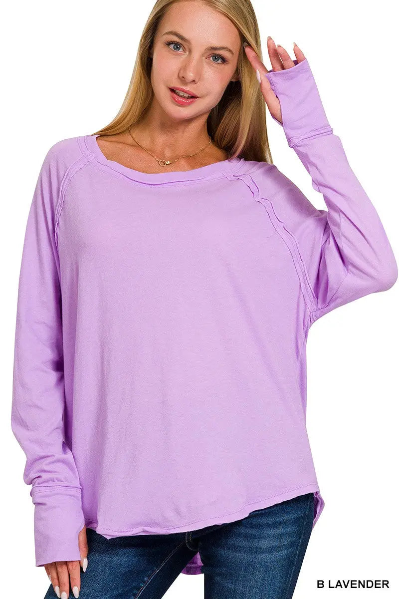 Lavender Cotton Raglan Sleeve T-Shirt for Women - Soft Breathable Casual Tee - Perfect for Yoga, Workouts & Everyday Wear