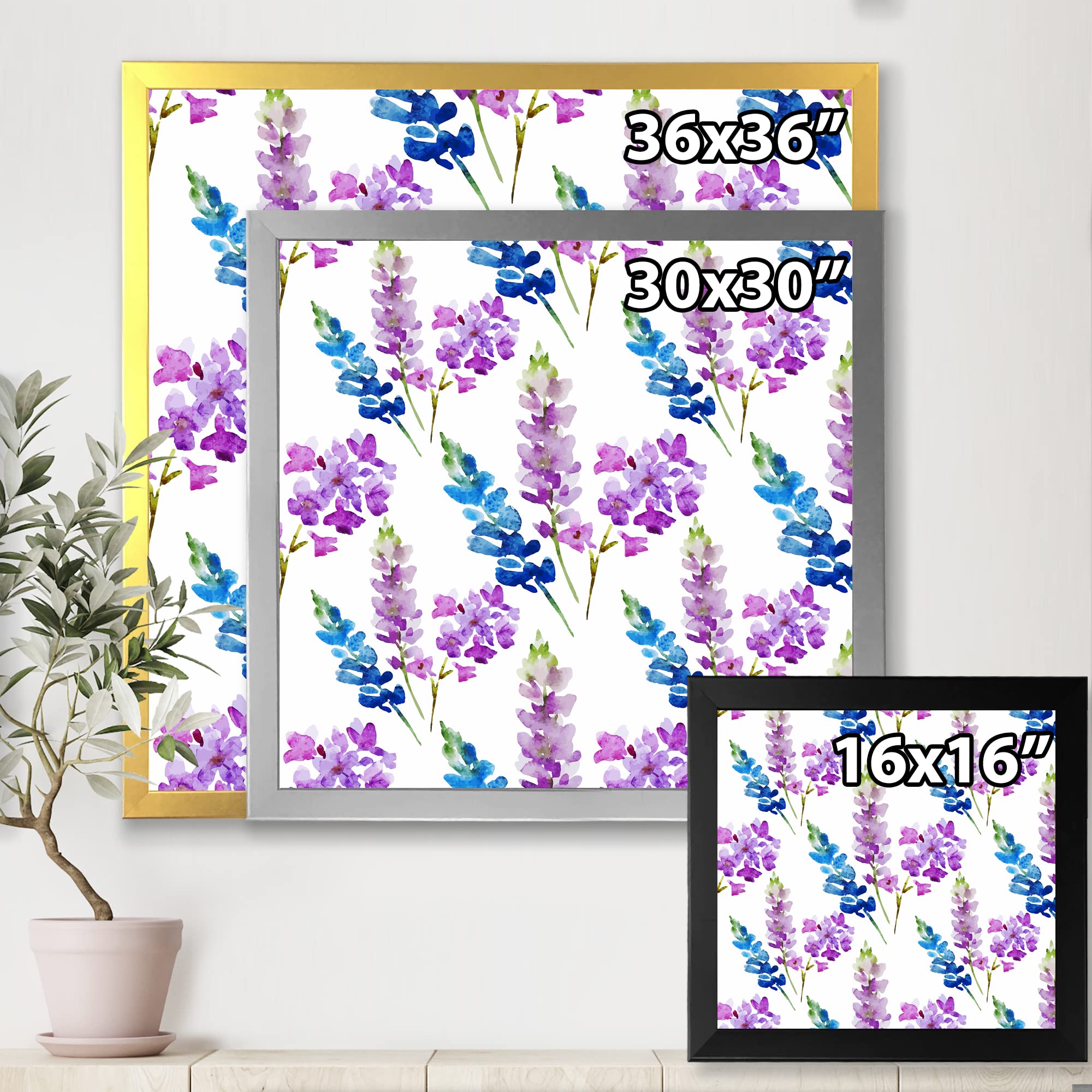 Pink and Purple Floral Pattern Traditional Framed Wall Art - Elegant Home Decor for Living Room, Bedroom & Office - Perfect Gift for Housewarming & Wedding